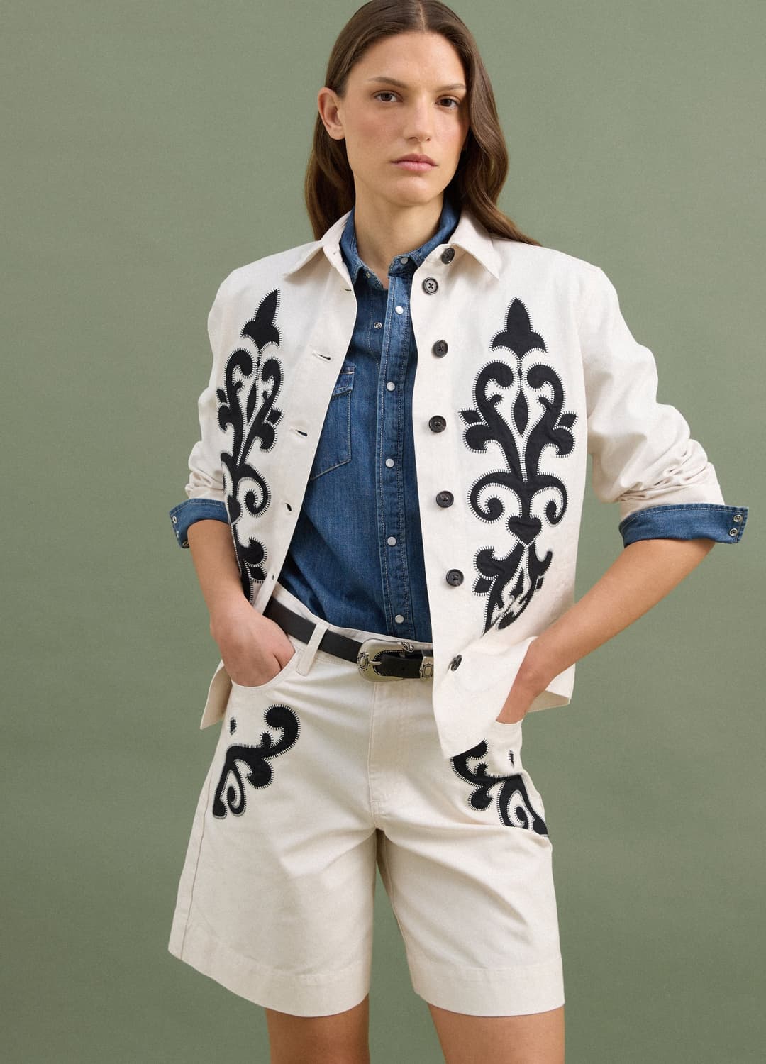 Blazer Bianco In Misto Lino E Lyocell Con Ricami A Contrasto Regular Fit | OVS Blazer Bianco In Misto Lino E Lyocell Con Ricami A Contrasto Regular Fit - 0 | OVS