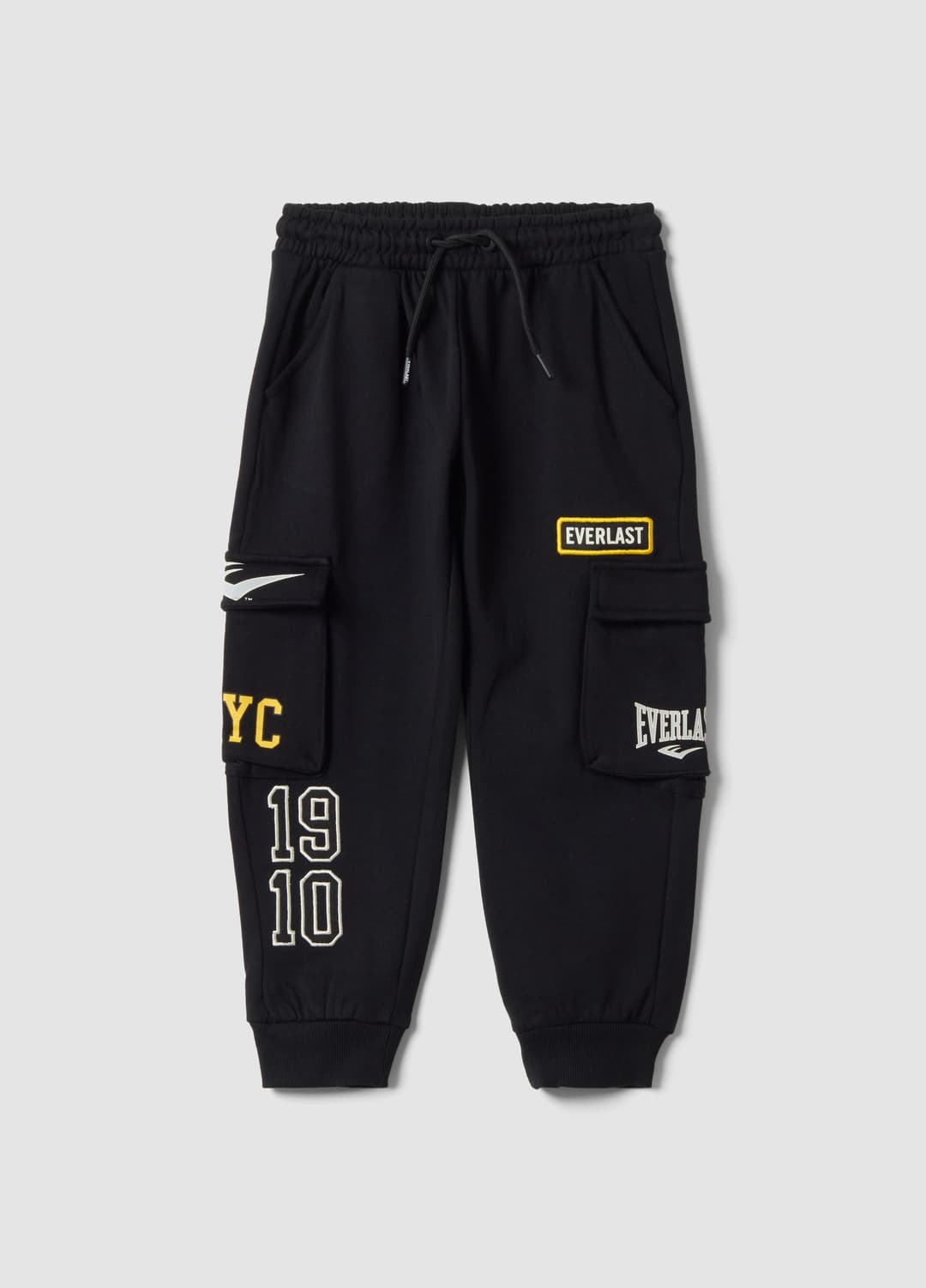 Pantaloni Jogger Cargo Neri In Puro Cotone Con Applicazioni Per Bambino | OVS Pantaloni Jogger Cargo Neri In Puro Cotone Con Applicazioni Per Bambino - 0 | OVS