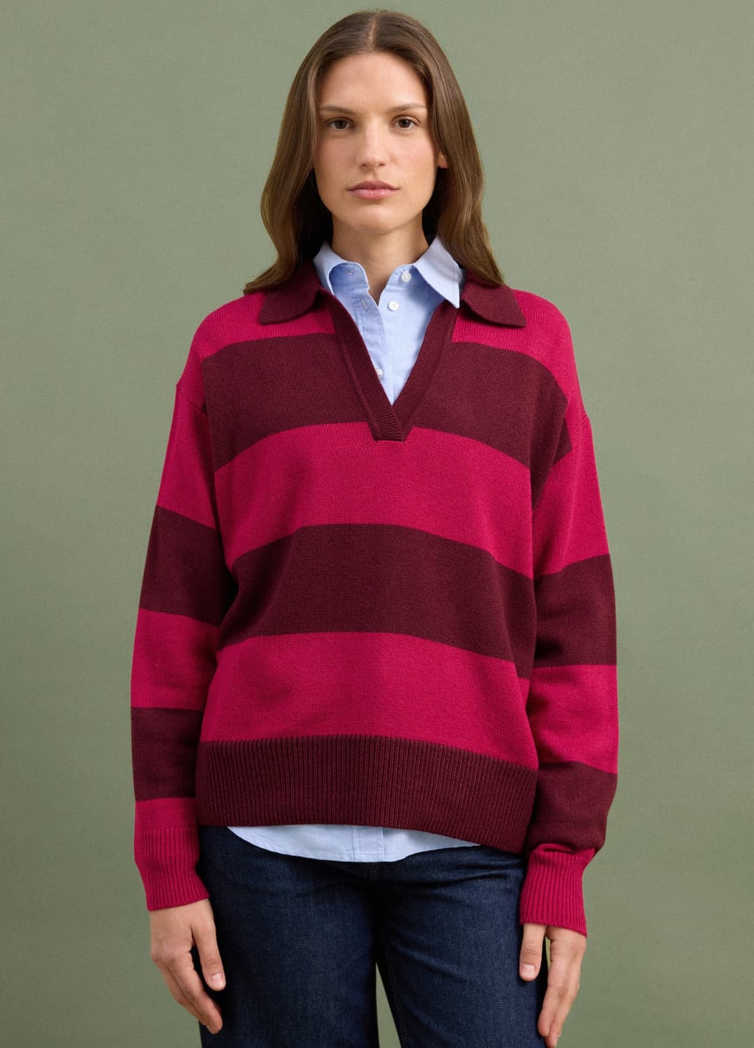 Maglia Rossa In Misto Lana A Righe Con Colletto Polo | OVS Maglia Rossa In Misto Lana A Righe Con Colletto Polo - 2 | OVS