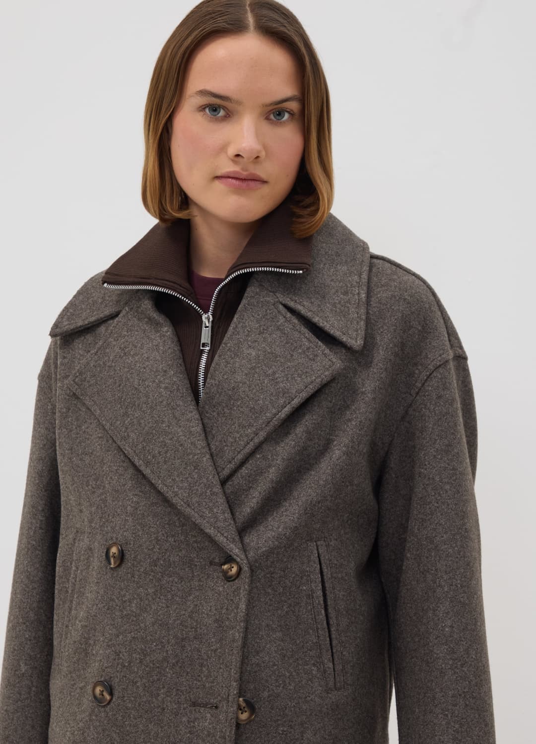 Giacca Grigia Doppiopetto Regular Fit Con Zip E Bottoni | OVS Giacca Grigia Doppiopetto Regular Fit Con Zip E Bottoni - 0 | OVS