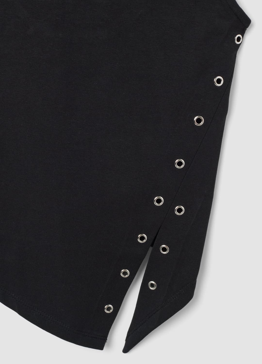 Top Nero In Cotone Elasticizzato Con Orlo Asimmetrico E Occhielli Metallici | OVS Top Nero In Cotone Elasticizzato Con Orlo Asimmetrico E Occhielli Metallici - 6 | OVS