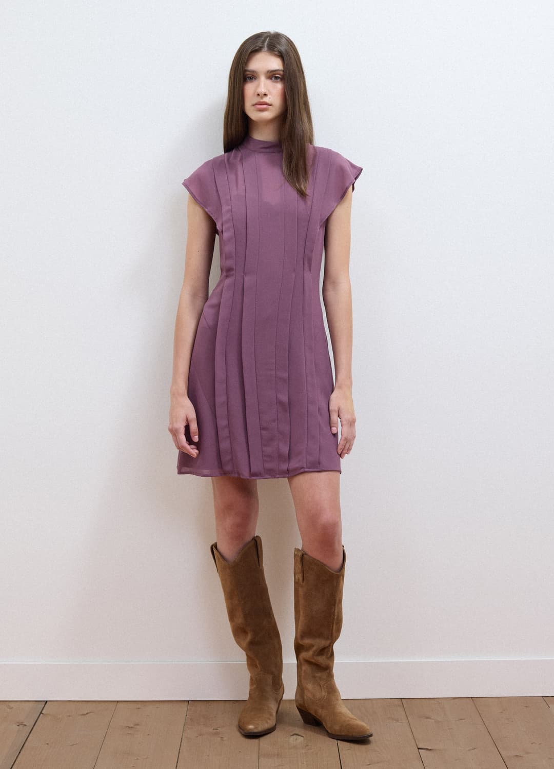 Violettes Kleid Mit Kurzen Volantärmeln In Relaxed Fit | OVS Violettes Kleid Mit Kurzen Volantärmeln In Relaxed Fit - 1 | OVS