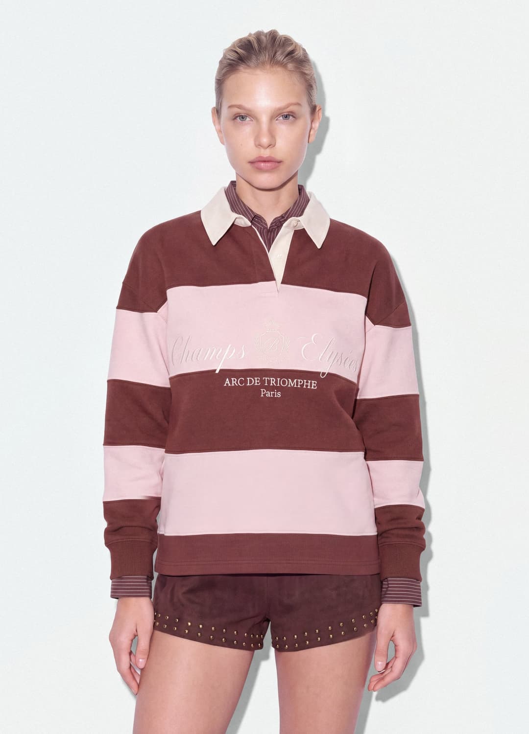 Felpa A Righe Marrone In Misto Cotone Con Colletto Relaxed Fit | OVS Felpa A Righe Marrone In Misto Cotone Con Colletto Relaxed Fit - 0 | OVS