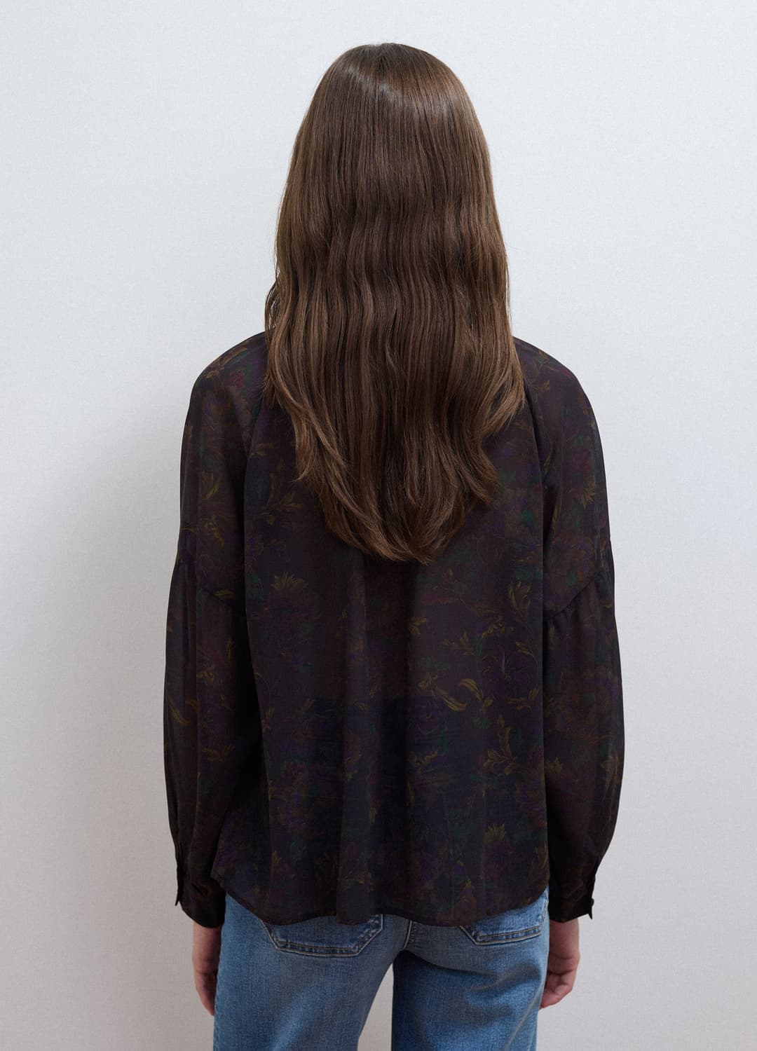 Schwarze Bluse Mit Blumenprint Und Schluppe Am Kragen | OVS Schwarze Bluse Mit Blumenprint Und Schluppe Am Kragen - 3 | OVS