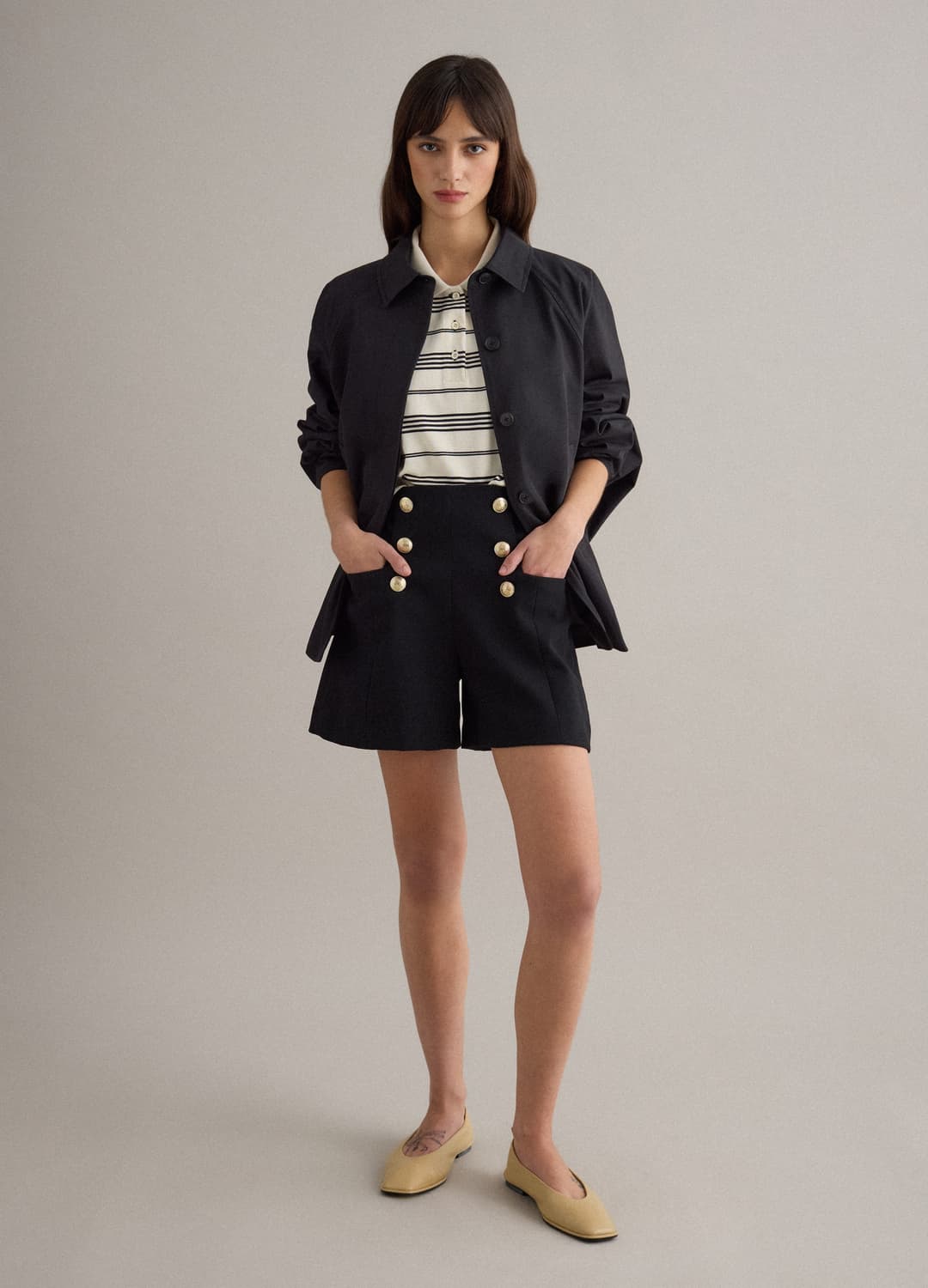 Giacca In Misto Cotone Nera Oversize Fit Con Chiusura Nascosta | OVS Giacca In Misto Cotone Nera Oversize Fit Con Chiusura Nascosta - 2 | OVS