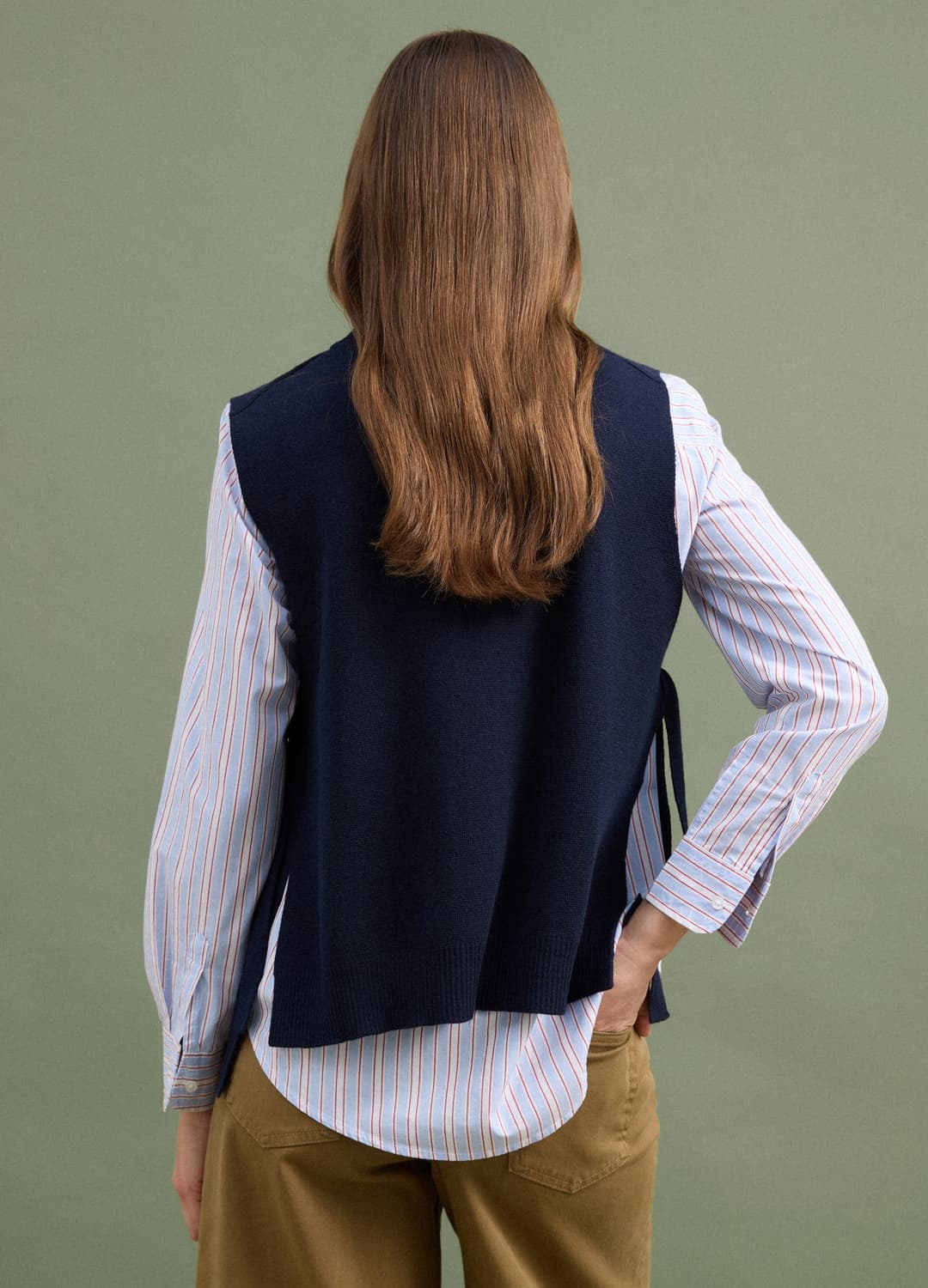 Gilet Blu In Misto Lana A Girocollo E Fascette Annodabili Regular Fit | OVS Gilet Blu In Misto Lana A Girocollo E Fascette Annodabili Regular Fit - 3 | OVS
