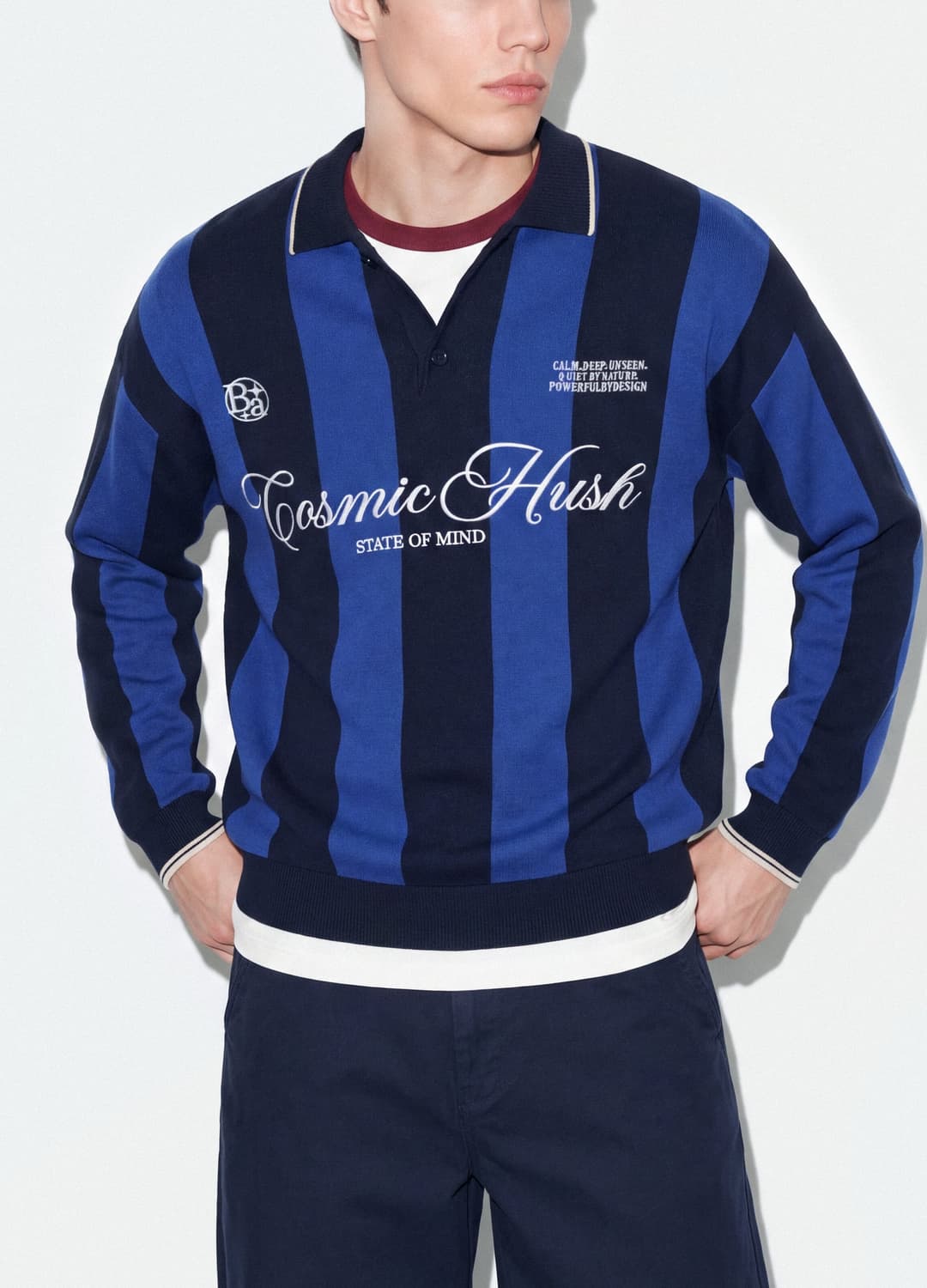 Maglia Blu E Nera In Puro Cotone Con Colletto Polo Over Fit | OVS Maglia Blu E Nera In Puro Cotone Con Colletto Polo Over Fit - 4 | OVS