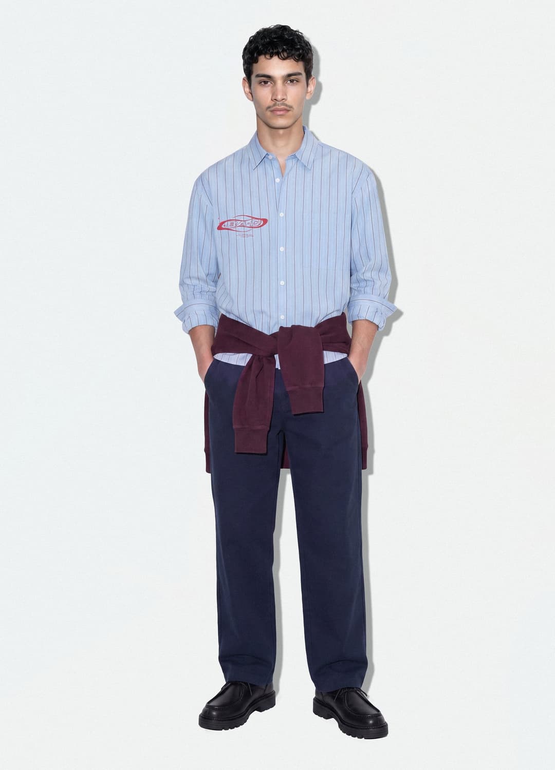 Camicia Azzurra Cropped In Puro Cotone A Righe Over Fit | OVS Camicia Azzurra Cropped In Puro Cotone A Righe Over Fit - 1 | OVS
