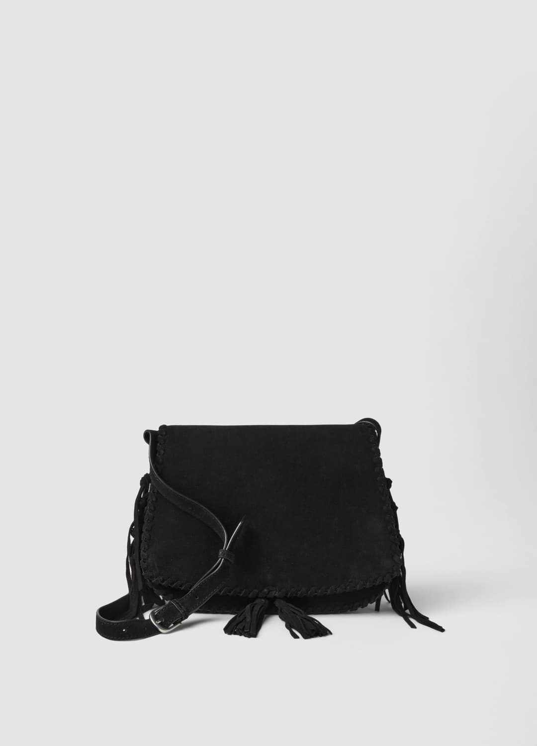 Borsa Nera In Vera Pelle Con Frange | OVS Borsa Nera In Vera Pelle Con Frange - 0 | OVS