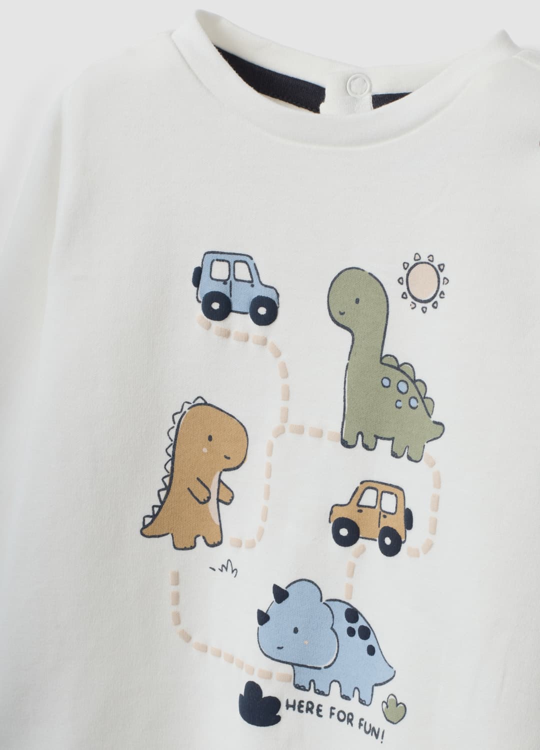 Maglia Bianca In Puro Cotone Organico Con Stampa Dinosauri Per Neonati | OVS Maglia Bianca In Puro Cotone Organico Con Stampa Dinosauri Per Neonati - 2 | OVS