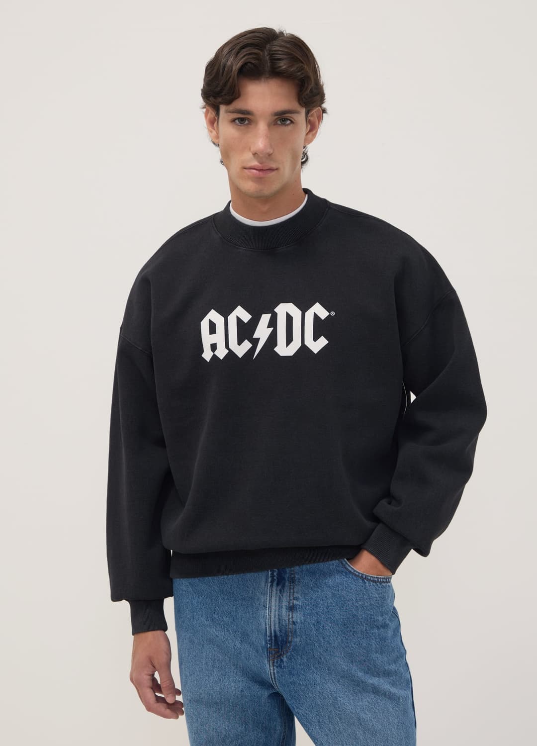 Felpa Nera In Misto Cotone Con Stampa Degli Ac/dc | OVS Felpa Nera In Misto Cotone Con Stampa Degli Ac/dc - 0 | OVS