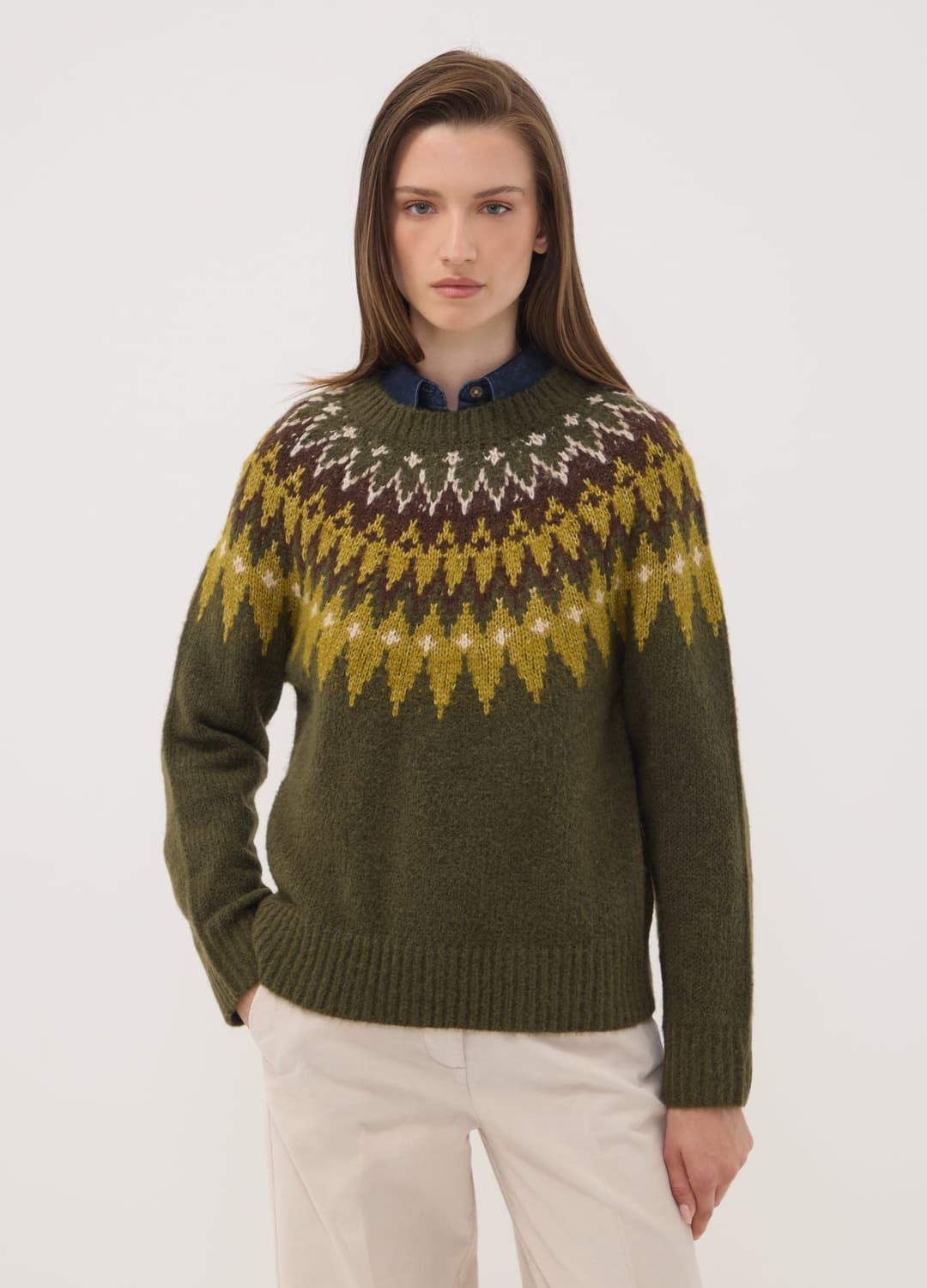 Grüner Jacquard-pullover Mit Rundhalsausschnitt | OVS Grüner Jacquard-pullover Mit Rundhalsausschnitt - 2 | OVS