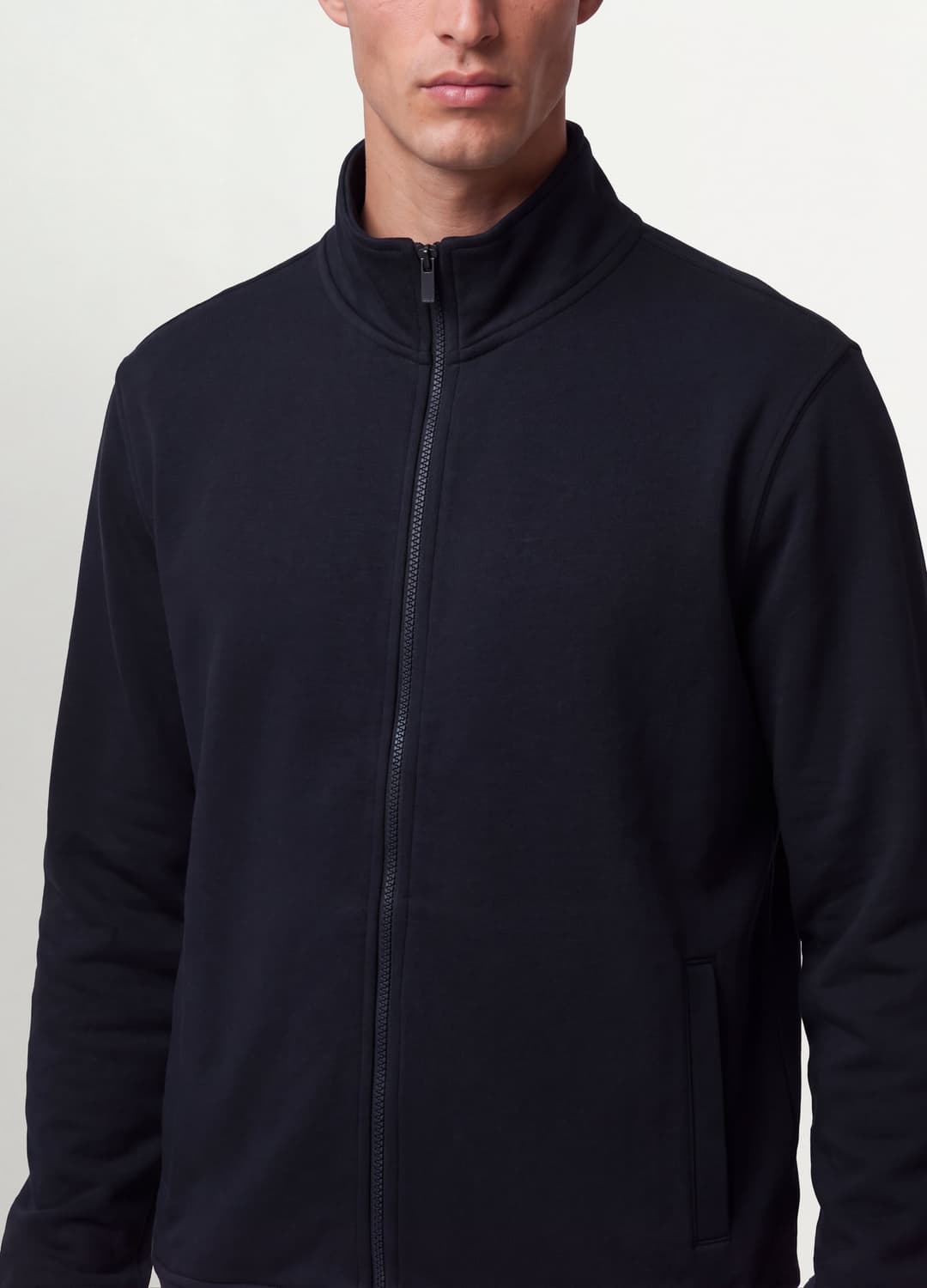 Felpa Blu In Misto Cotone Con Girocollo E Zip Regular Fit | OVS Felpa Blu In Misto Cotone Con Girocollo E Zip Regular Fit - 3 | OVS