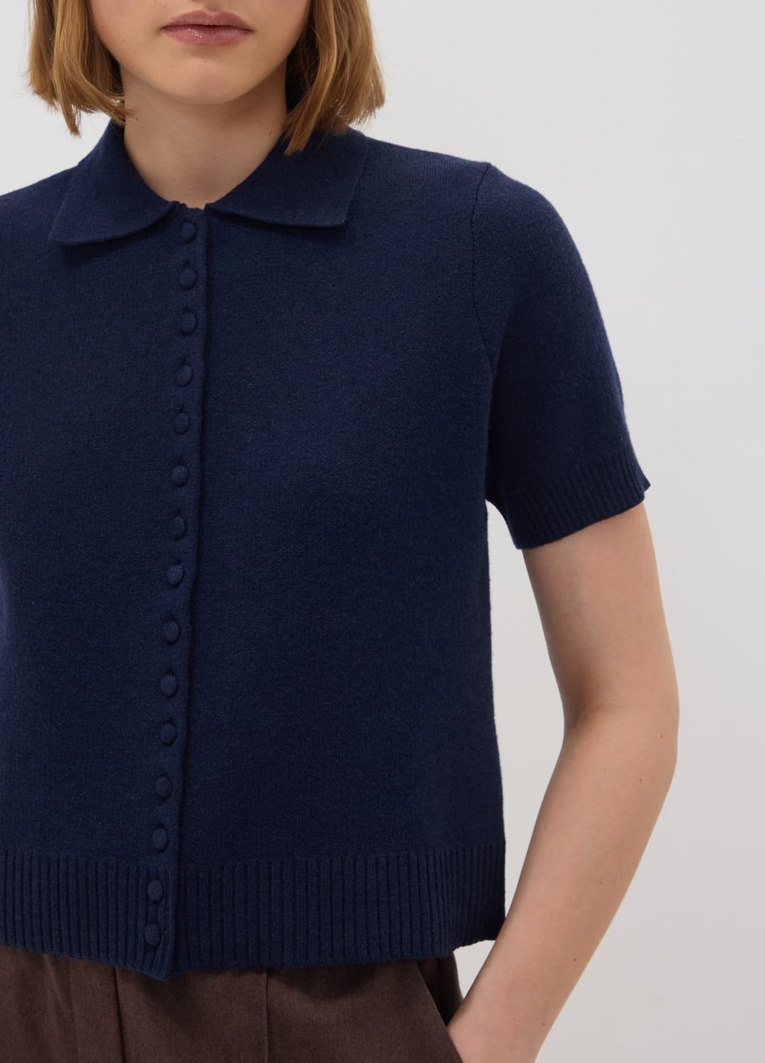 Cardigan Blu In Misto Lana Con Colletto Polo Regular Fit | OVS Cardigan Blu In Misto Lana Con Colletto Polo Regular Fit - 2 | OVS