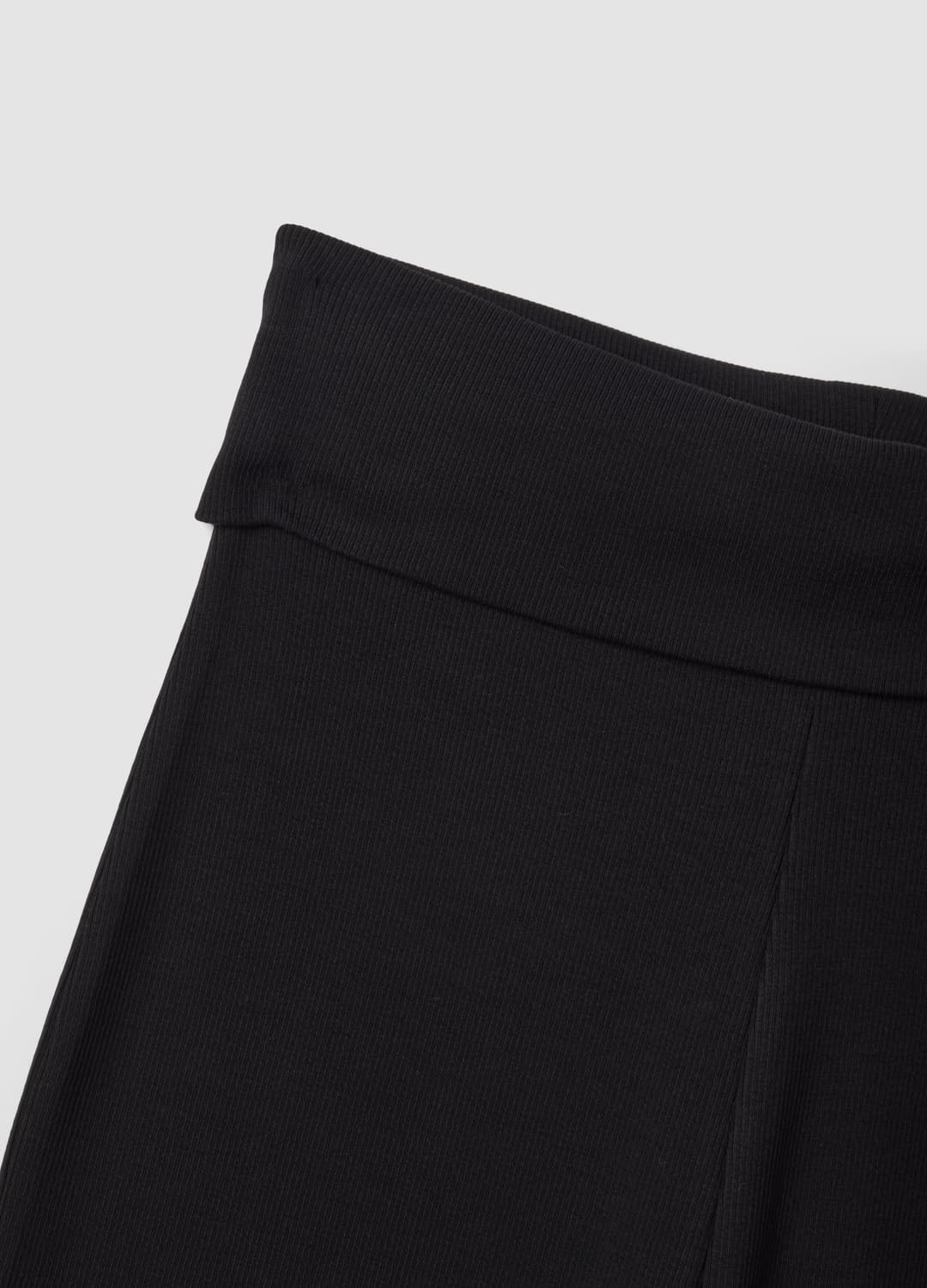Schwarze Gerippte Flare-leggings Aus Reiner Baumwolle | OVS Schwarze Gerippte Flare-leggings Aus Reiner Baumwolle - 1 | OVS