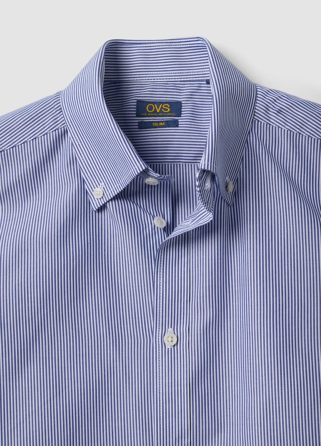 Camicia Blu A Righe In Misto Cotone Button Down Easy Iron Slim Fit | OVS Camicia Blu A Righe In Misto Cotone Button Down Easy Iron Slim Fit - 6 | OVS