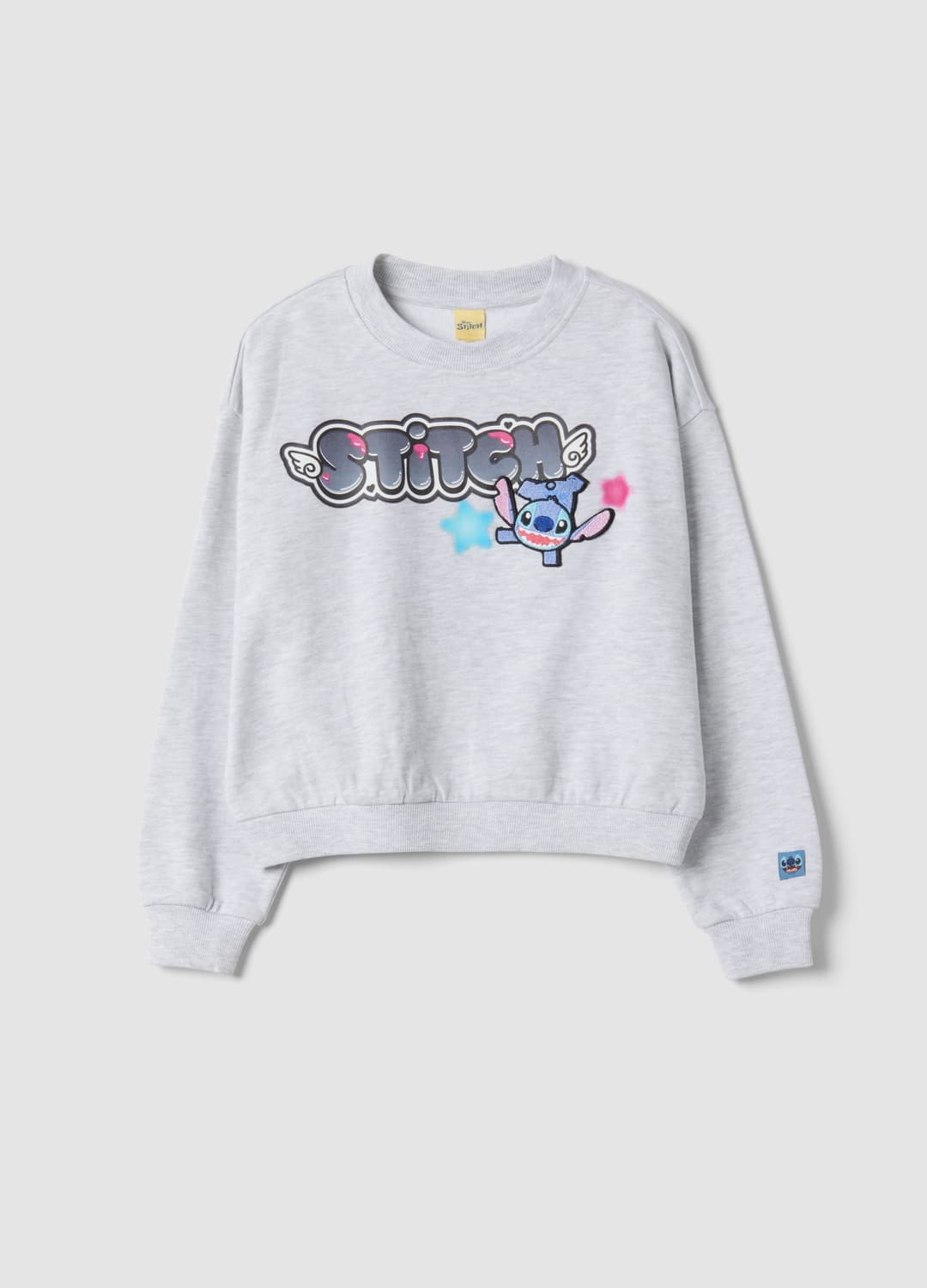 Felpa Grigia In Misto Cotone Con Collo A Costine E Stampa Lilo & Stitch | OVS Felpa Grigia In Misto Cotone Con Collo A Costine E Stampa Lilo & Stitch - 3 | OVS
