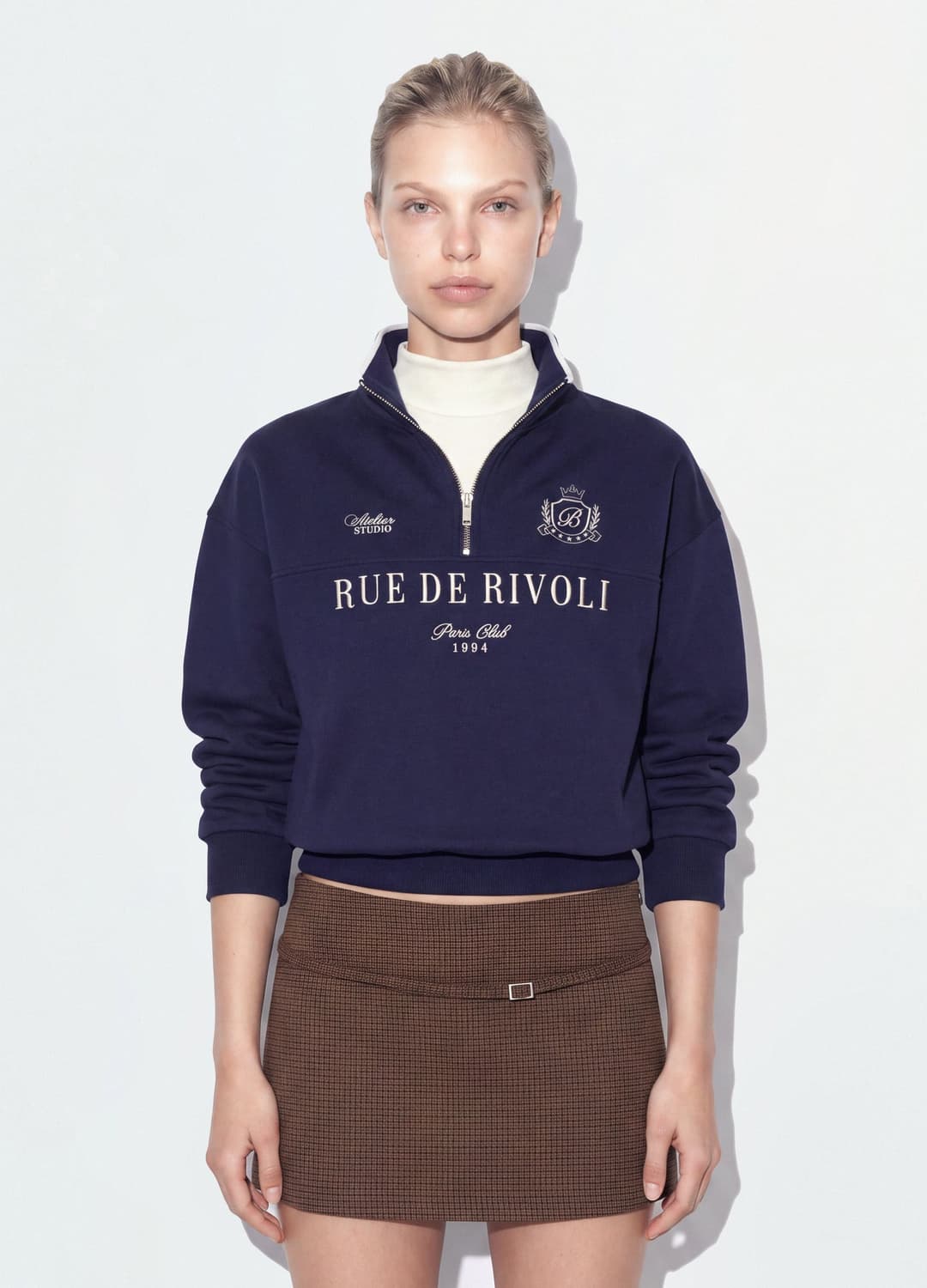 Felpa Half Zip Blu In Misto Cotone Con Scritta Frontale Regular Fit | OVS Felpa Half Zip Blu In Misto Cotone Con Scritta Frontale Regular Fit - 1 | OVS
