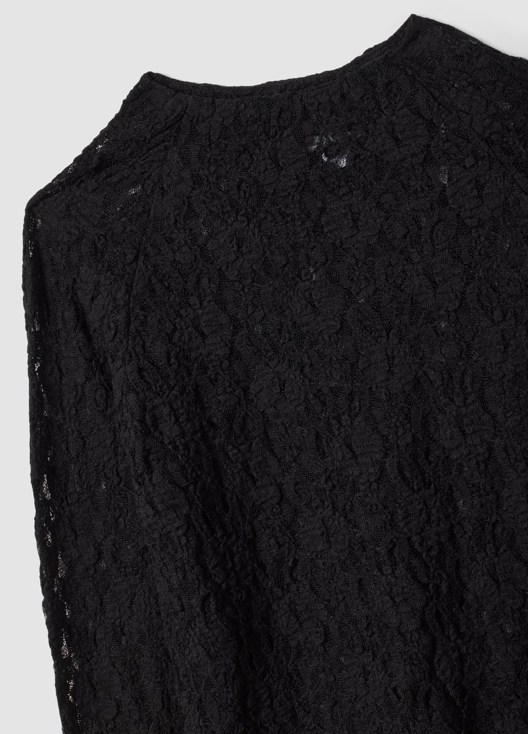 Schwarzes Stretch-t-shirt Mit Ajourmuster Und Stehkragen | OVS Schwarzes Stretch-t-shirt Mit Ajourmuster Und Stehkragen - 1 | OVS