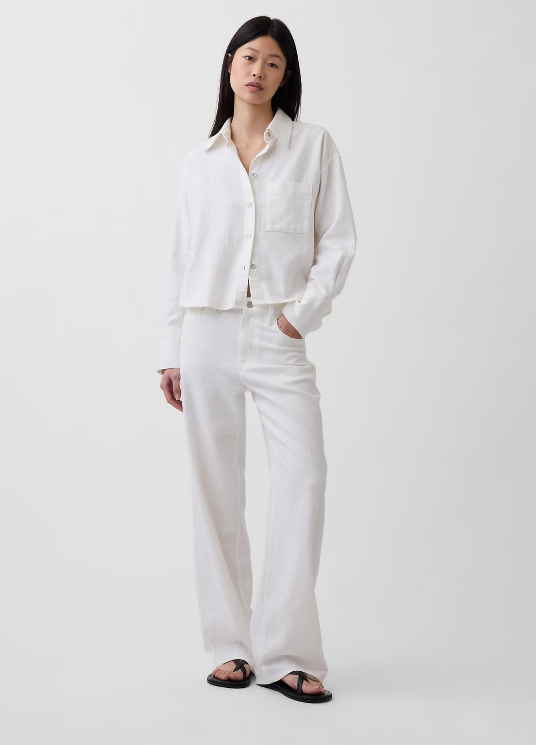 Pantaloni Wide Leg In Misto Lino E Cotone | OVS Pantaloni Wide Leg In Misto Lino E Cotone - 0 | OVS