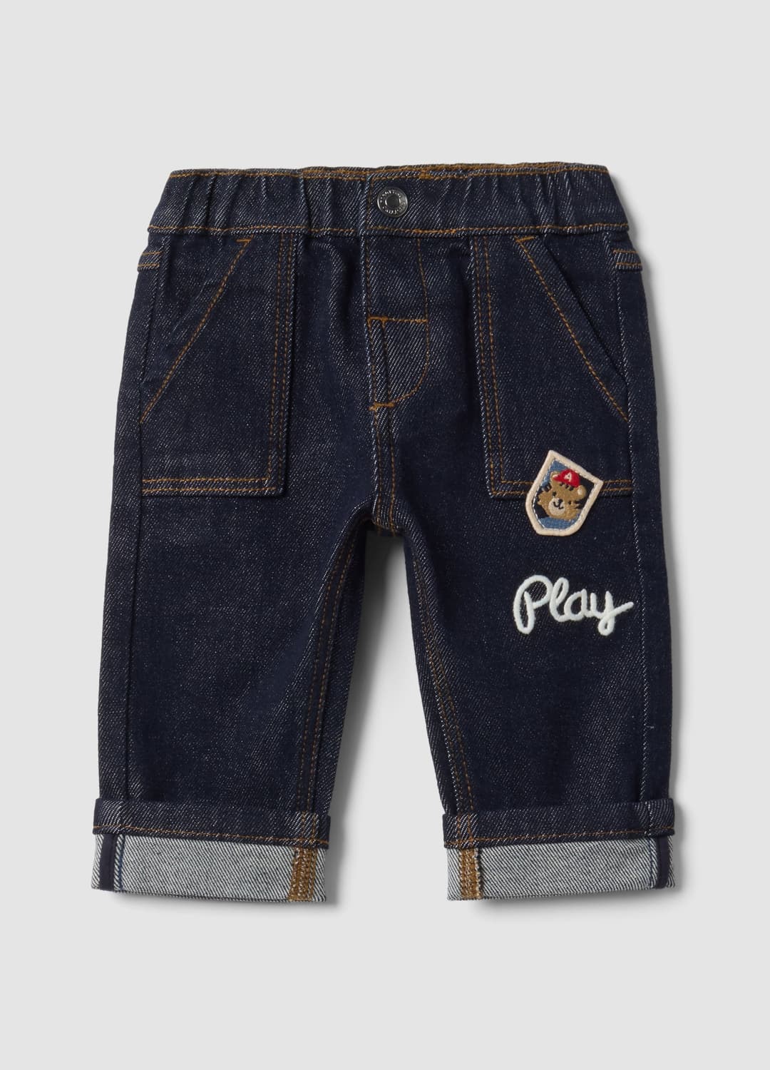 Pantaloni Denim Blu In Cotone Elasticizzato Con Ricamo Orsetto Per Neonato | OVS Pantaloni Denim Blu In Cotone Elasticizzato Con Ricamo Orsetto Per Neonato - 0 | OVS
