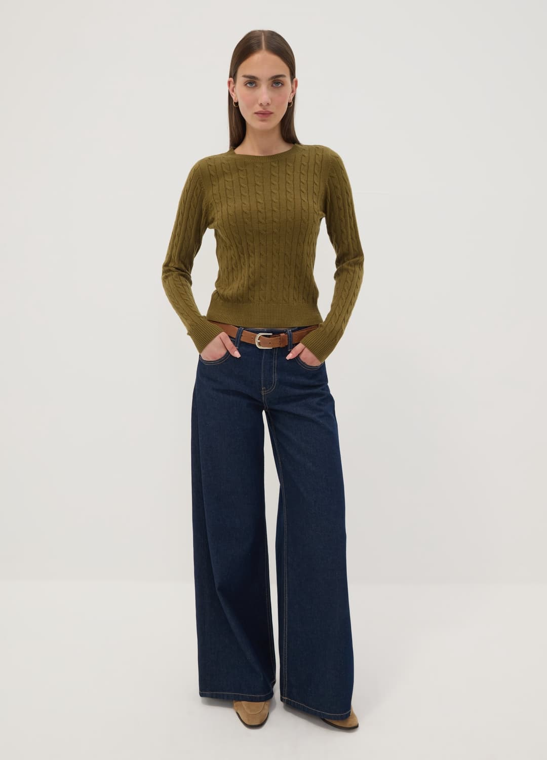 Roter Zopfmuster-pullover Mit Rundhalsausschnitt | OVS Roter Zopfmuster-pullover Mit Rundhalsausschnitt - 1 | OVS