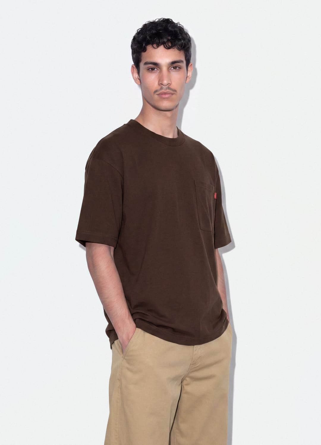 T-shirt Marrone In Puro Cotone Con Taschino Boxy Fit | OVS T-shirt Marrone In Puro Cotone Con Taschino Boxy Fit - 1 | OVS