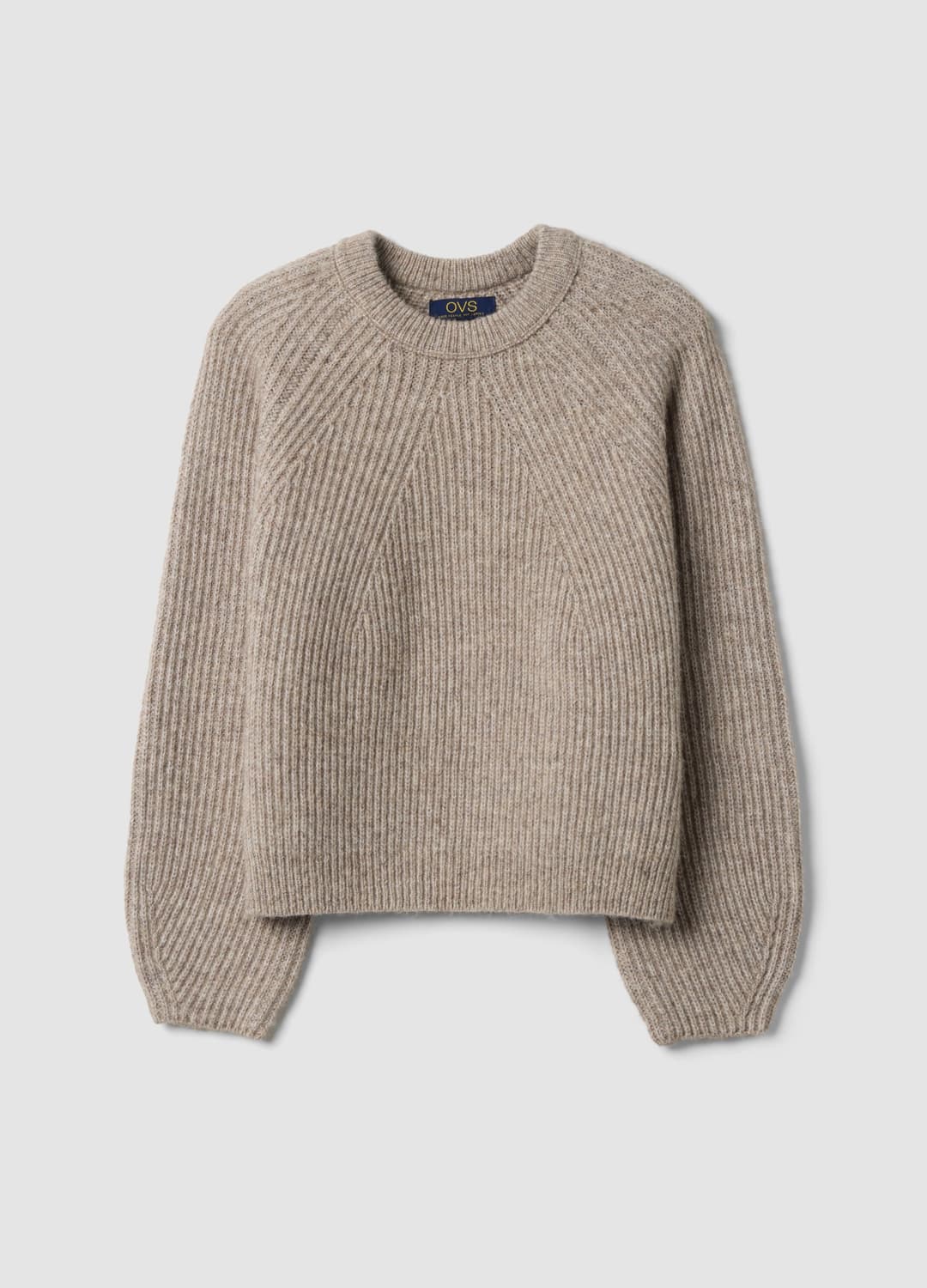 Beiger Rippstrick-pullover Aus Wollmix Mit Rundhalsausschnitt | OVS Beiger Rippstrick-pullover Aus Wollmix Mit Rundhalsausschnitt - 0 | OVS