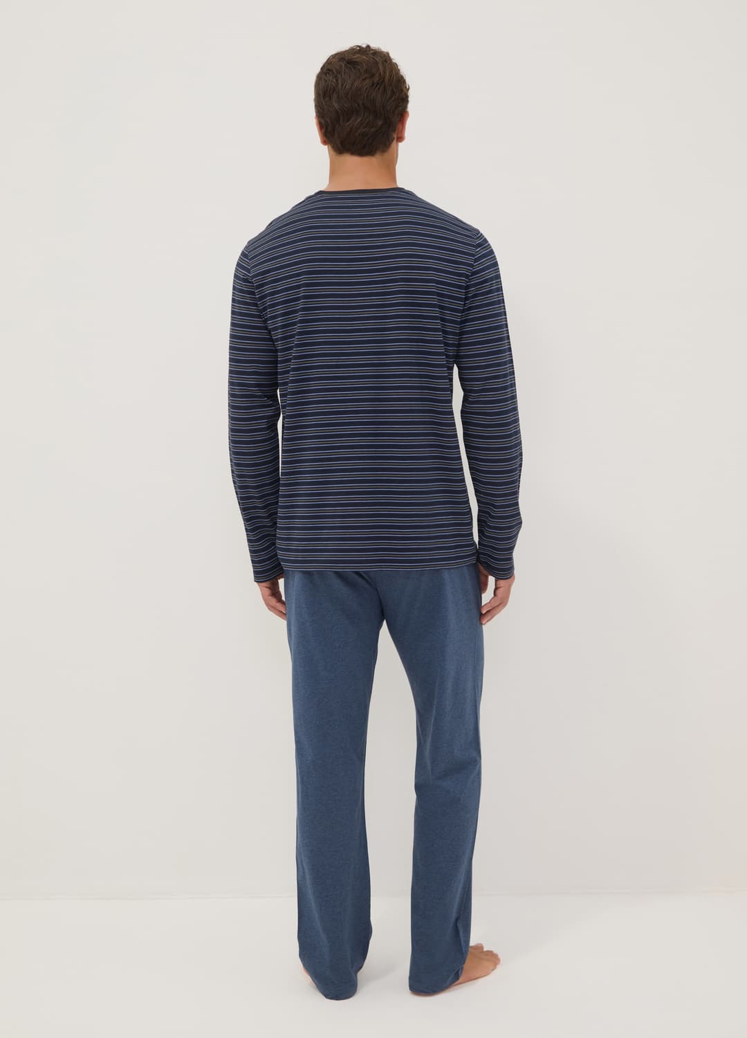 Pigiama Blu Navy In Puro Cotone Organico A Righe Con Girocollo | OVS Pigiama Blu Navy In Puro Cotone Organico A Righe Con Girocollo - 2 | OVS
