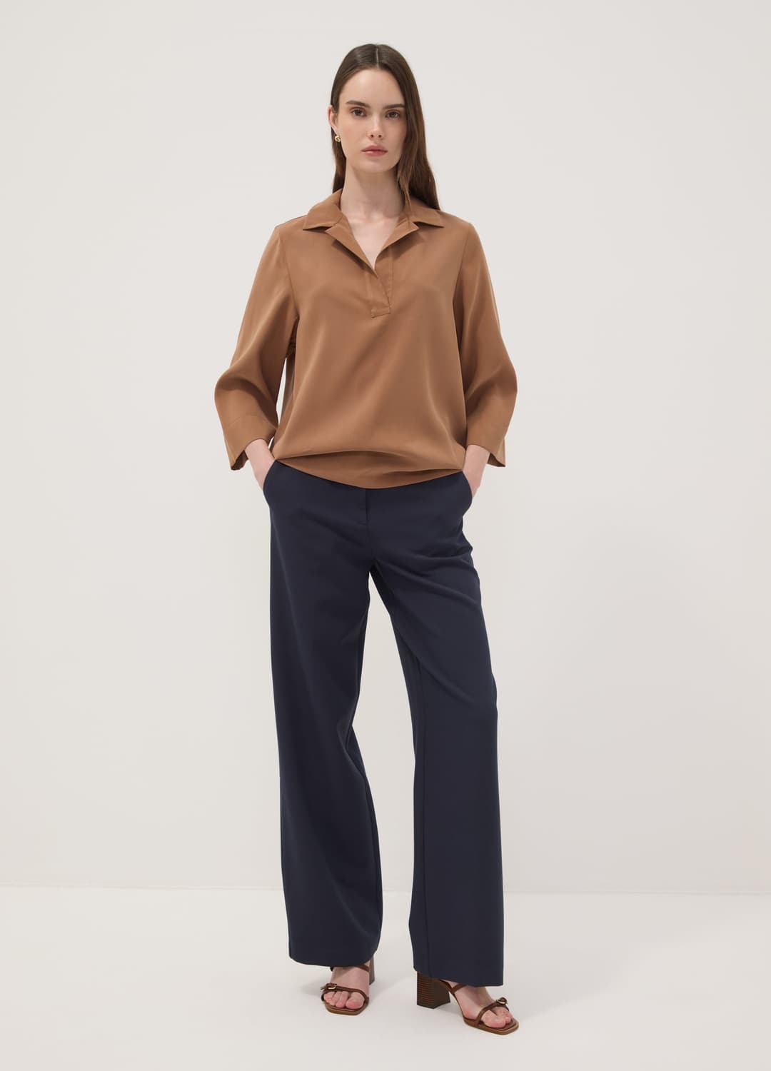 Pantaloni Blu Dritti In Viscosa Elasticizzato | OVS Pantaloni Blu Dritti In Viscosa Elasticizzato - 0 | OVS