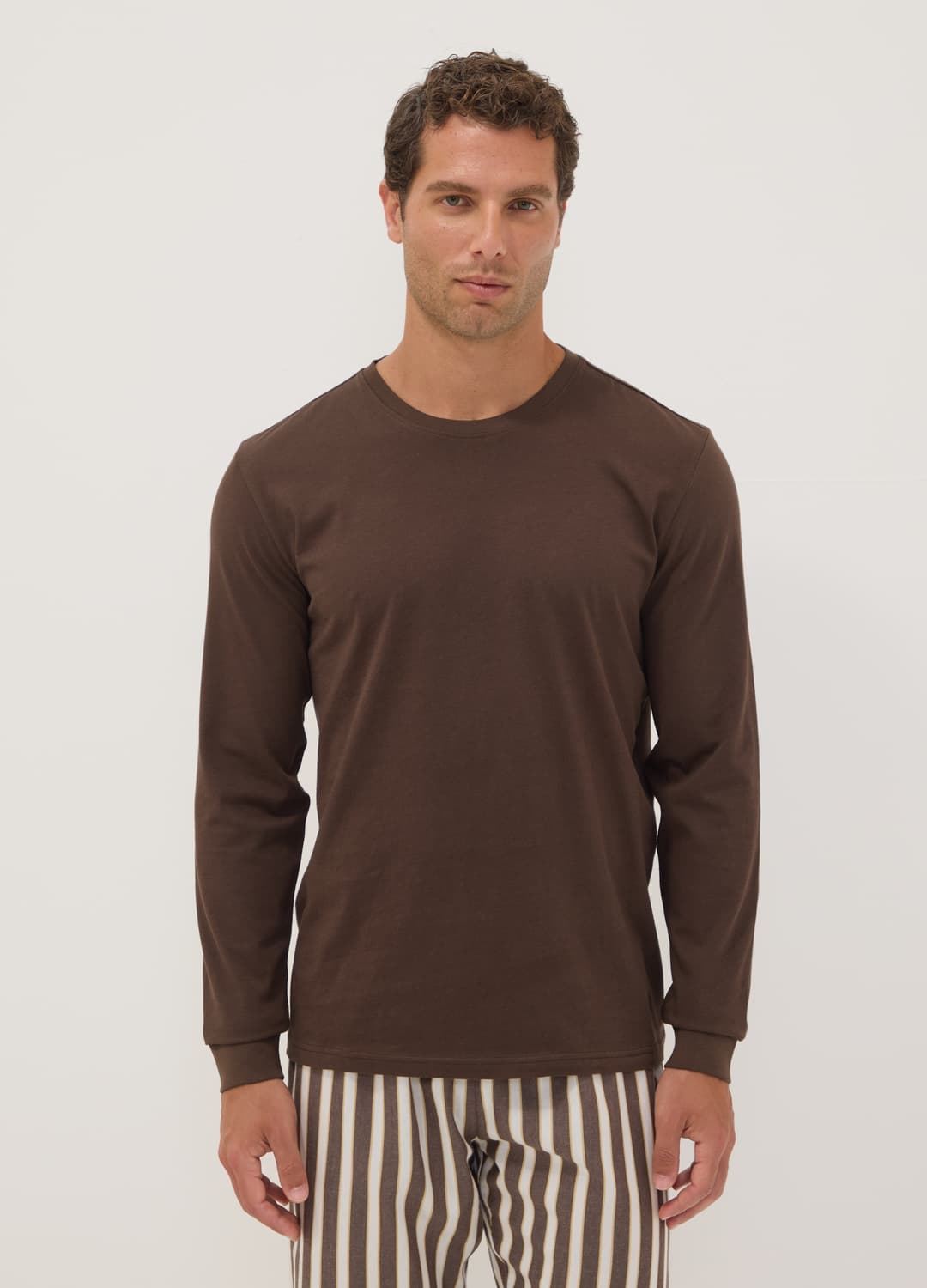 Pigiama Marrone In Puro Cotone Organico A Righe Regular Fit | OVS Pigiama Marrone In Puro Cotone Organico A Righe Regular Fit - 1 | OVS