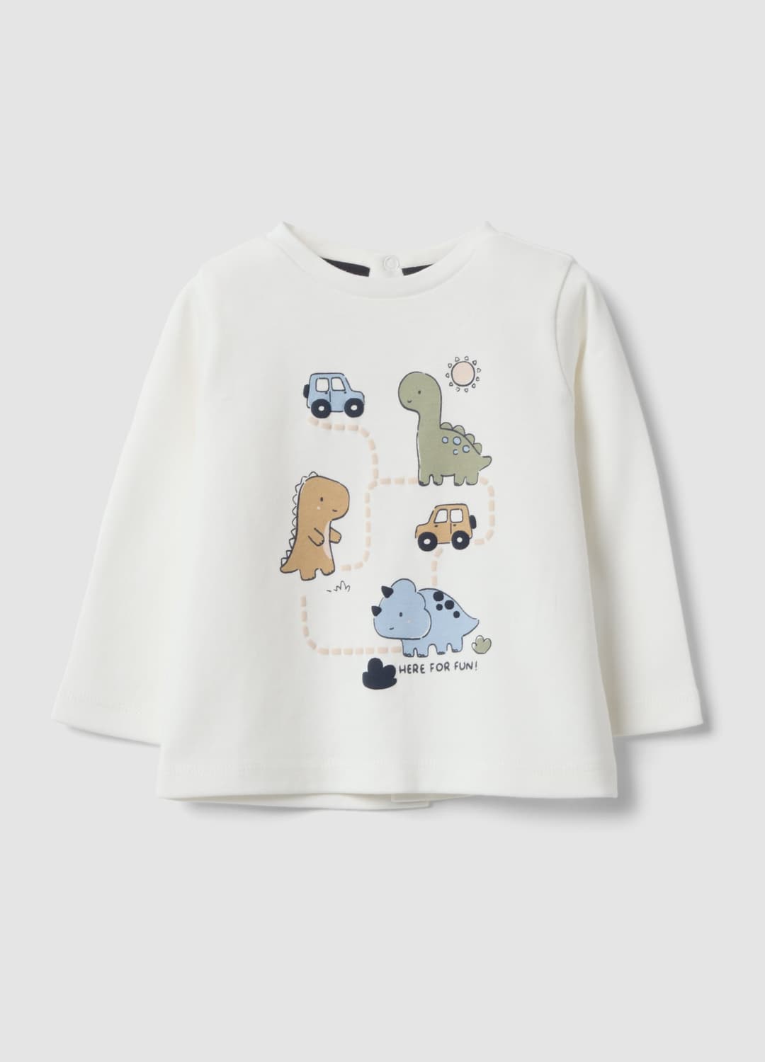 Maglia Bianca In Puro Cotone Organico Con Stampa Dinosauri Per Neonati | OVS Maglia Bianca In Puro Cotone Organico Con Stampa Dinosauri Per Neonati - 0 | OVS