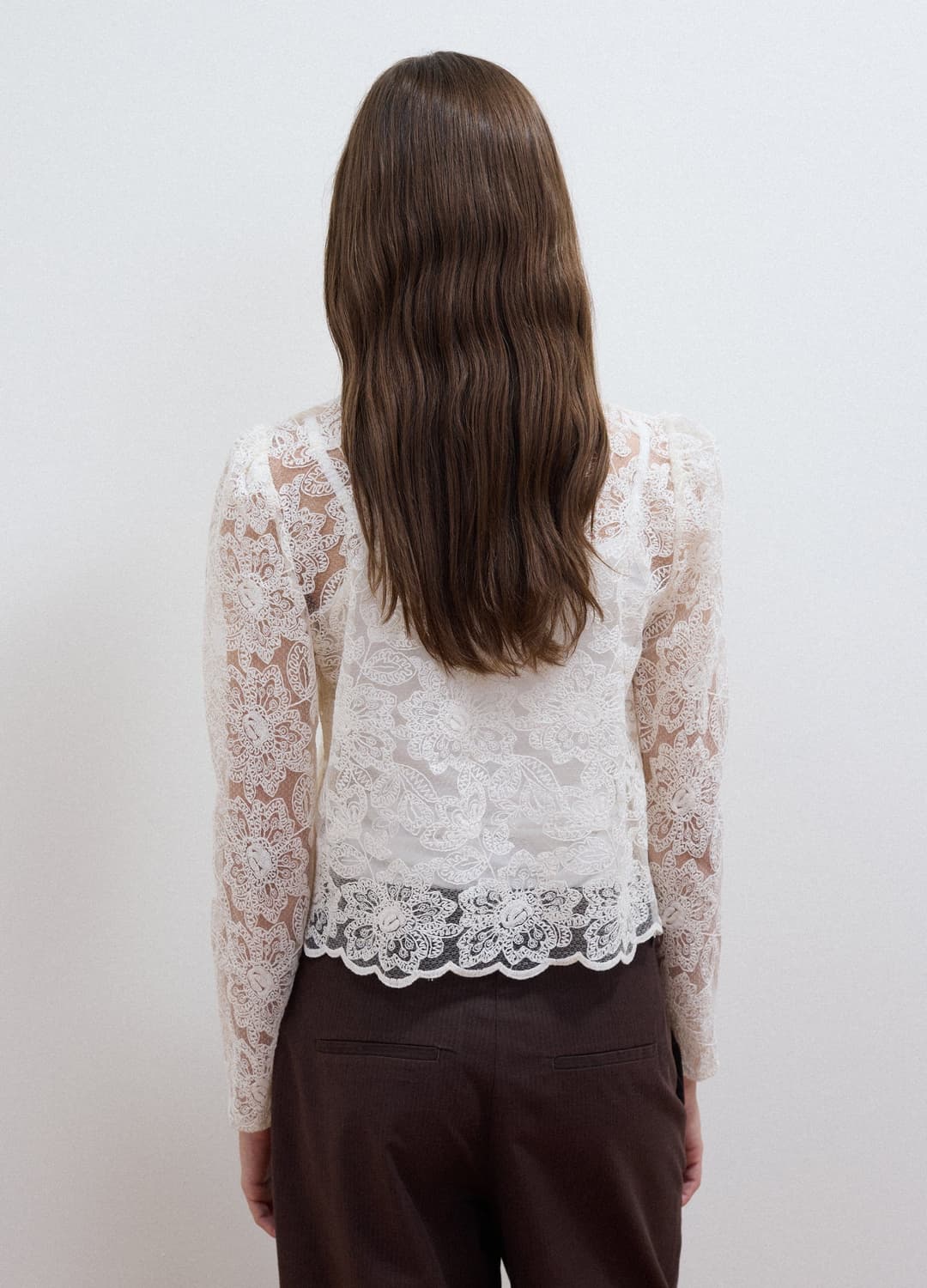 Blusa Bianca In Misto Cotone Con Pizzo Floreale Slim Fit | OVS Blusa Bianca In Misto Cotone Con Pizzo Floreale Slim Fit - 3 | OVS