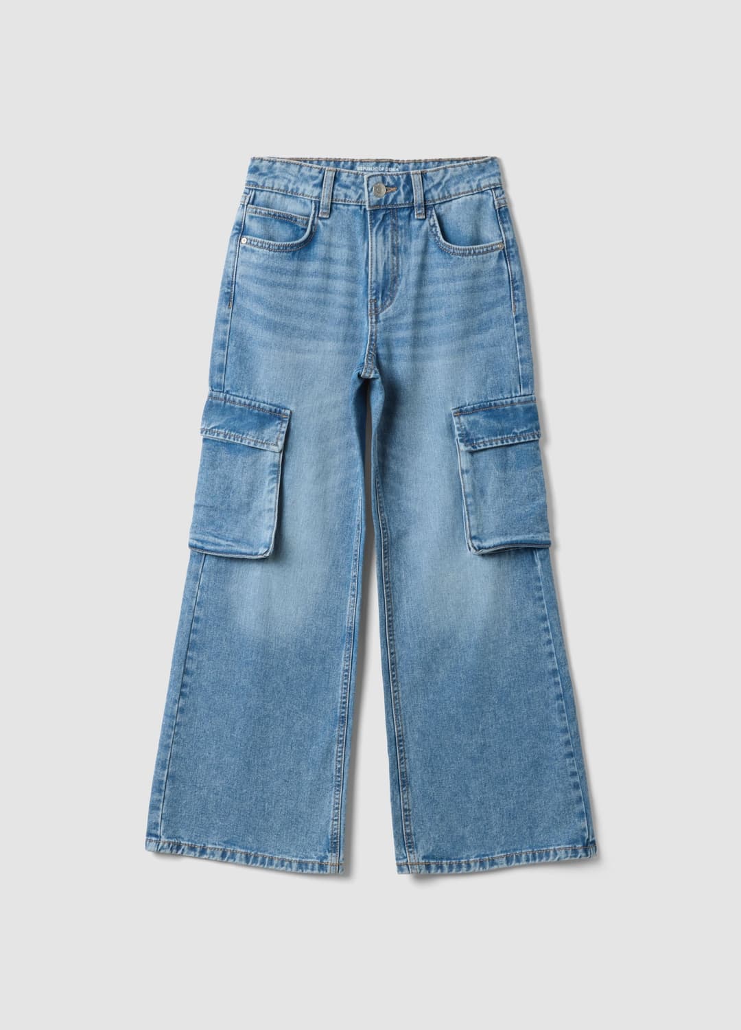 Jeans Cargo Denim In Puro Cotone Azzurro Relaxed Fit Per Ragazza | OVS Jeans Cargo Denim In Puro Cotone Azzurro Relaxed Fit Per Ragazza - 0 | OVS