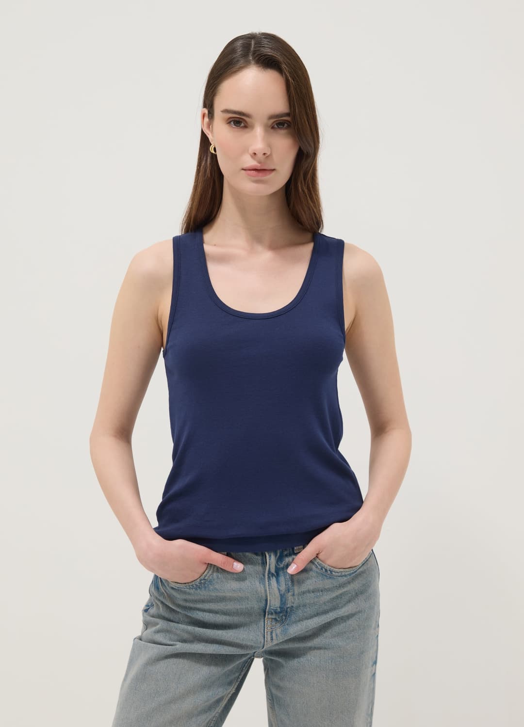 Blaues Tanktop Aus Reiner Baumwolle | OVS Blaues Tanktop Aus Reiner Baumwolle - 0 | OVS