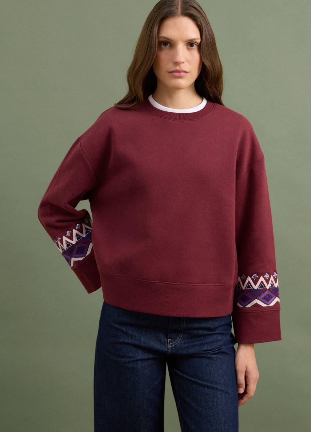 Felpa Rossa In Misto Cotone Con Fantasia Regular Fit | OVS Felpa Rossa In Misto Cotone Con Fantasia Regular Fit - 0 | OVS