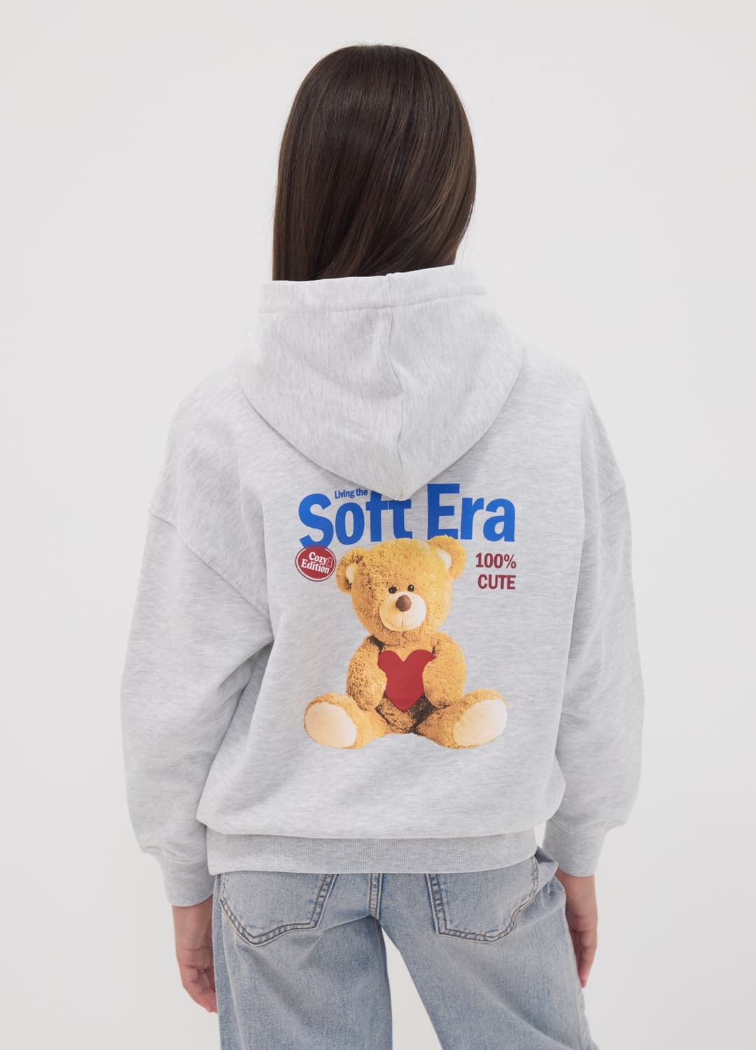 Graues Oversize-kapuzen-sweatshirt Mit Teddyprint Aus Baumwoll- Und Viskosemix | OVS Graues Oversize-kapuzen-sweatshirt Mit Teddyprint Aus Baumwoll- Und Viskosemix - 2 | OVS