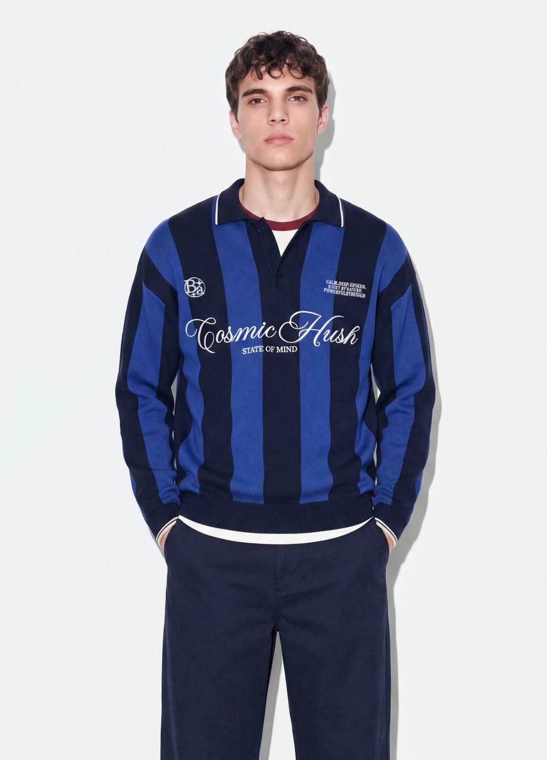 Maglia Blu E Nera In Puro Cotone Con Colletto Polo Over Fit | OVS Maglia Blu E Nera In Puro Cotone Con Colletto Polo Over Fit - 1 | OVS
