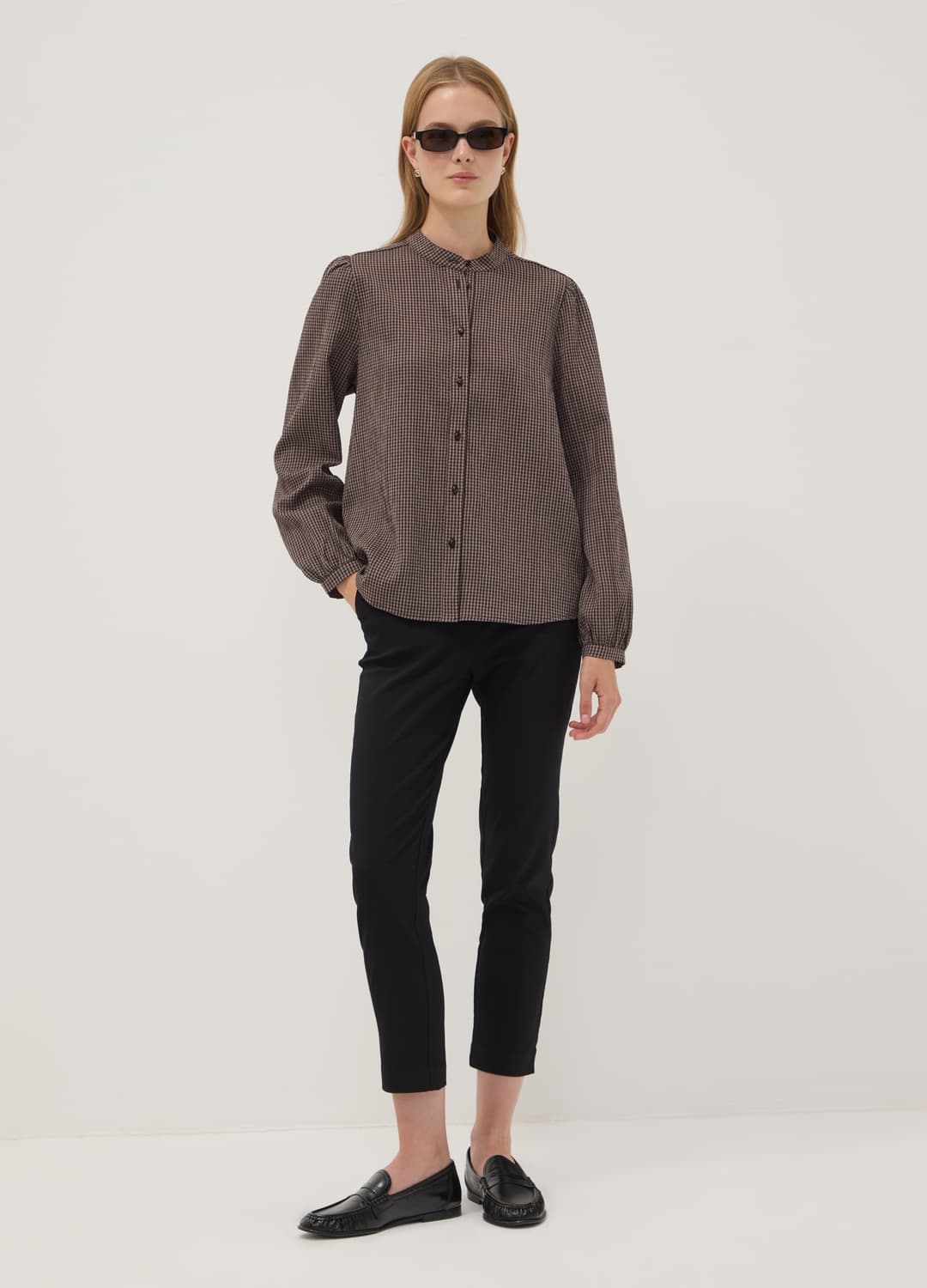 Camicia Bianca A Quadri In Viscosa Elasticizzato Con Collo Coreano | OVS Camicia Bianca A Quadri In Viscosa Elasticizzato Con Collo Coreano - 8 | OVS