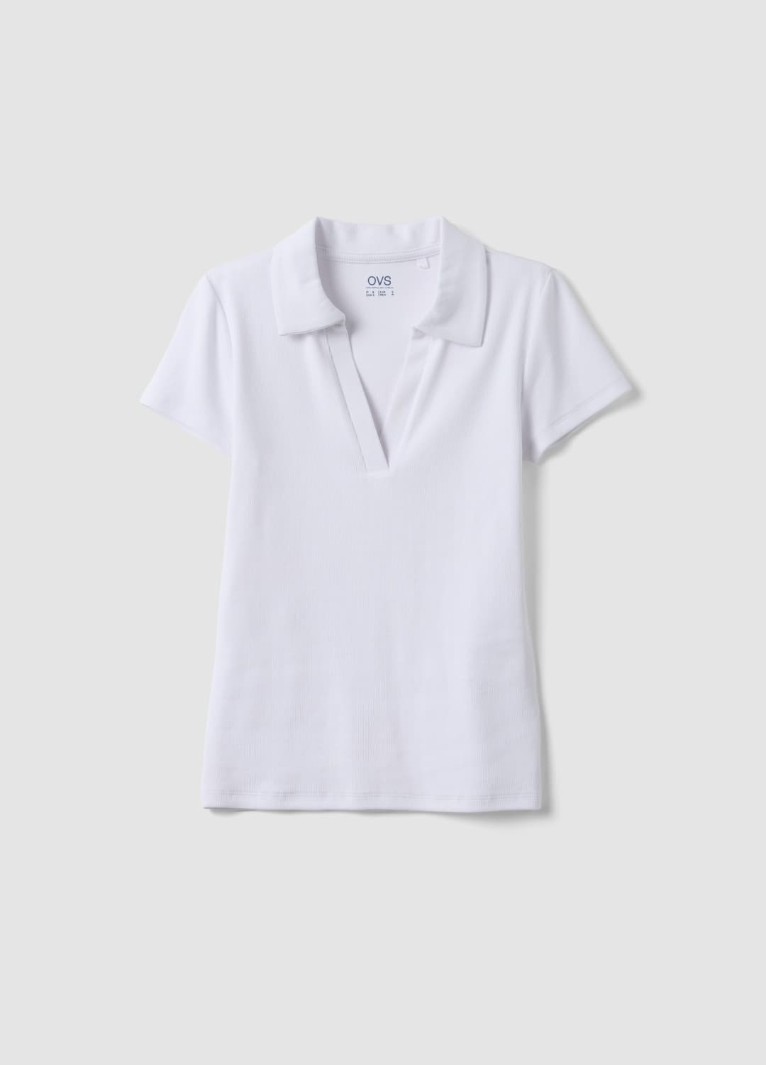 Polo Bianca In Cotone Elasticizzato Con Scollo A V Aperto Regular Fit | OVS Polo Bianca In Cotone Elasticizzato Con Scollo A V Aperto Regular Fit - 4 | OVS