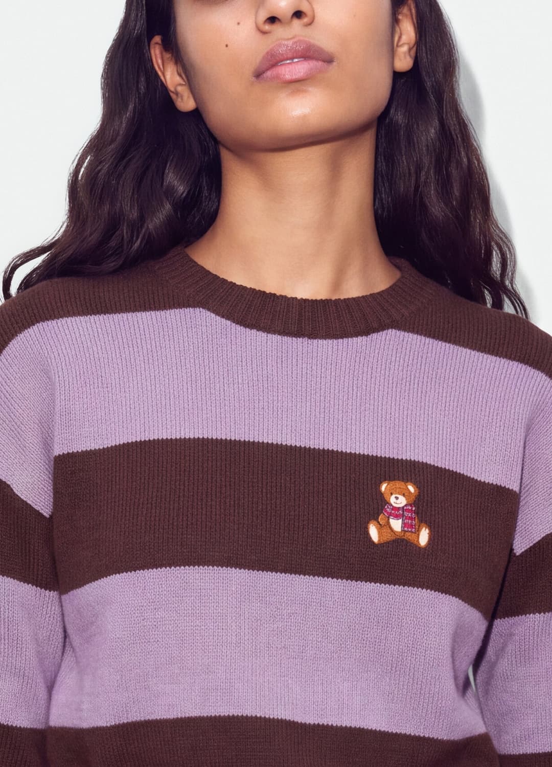 Mehrfarbiger Gestreifter Pullover Aus Viskosemix Mit Teddybär-stickerei | OVS Mehrfarbiger Gestreifter Pullover Aus Viskosemix Mit Teddybär-stickerei - 3 | OVS