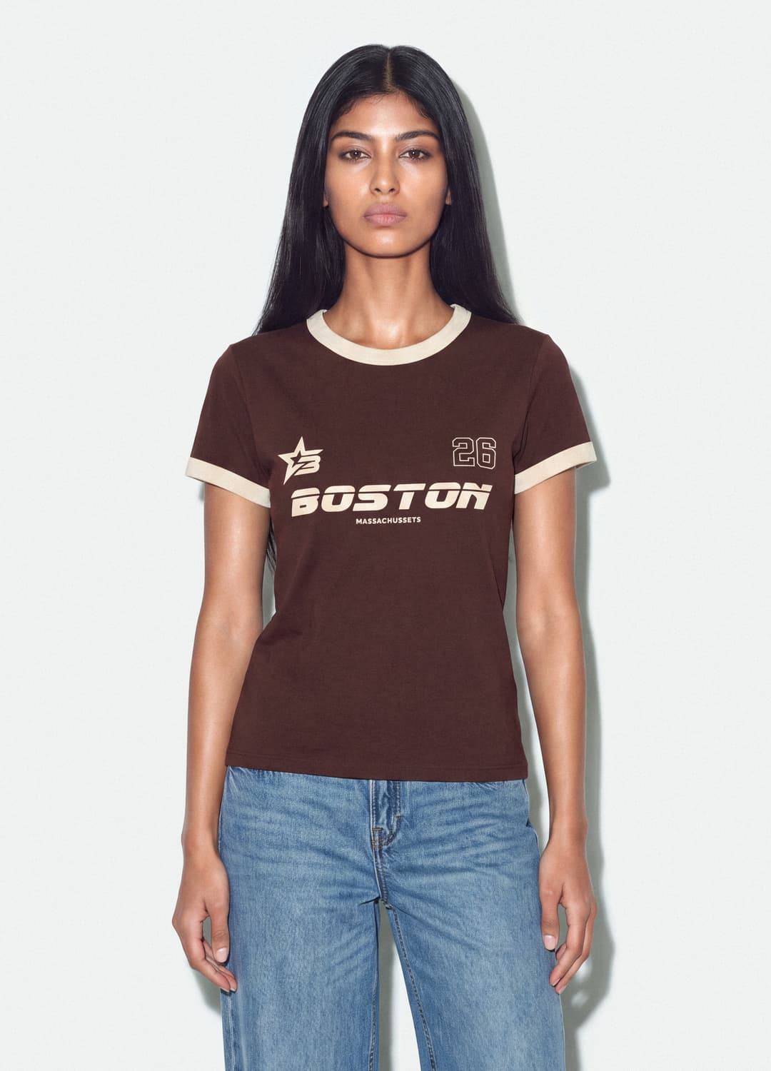 Weißes Baumwoll-t-shirt Mit Frontprint Und Kontrastabschlüssen | OVS Weißes Baumwoll-t-shirt Mit Frontprint Und Kontrastabschlüssen - 0 | OVS