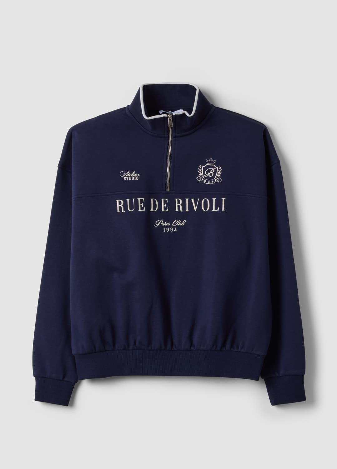 Felpa Half Zip Blu In Misto Cotone Con Scritta Frontale Regular Fit | OVS Felpa Half Zip Blu In Misto Cotone Con Scritta Frontale Regular Fit - 4 | OVS