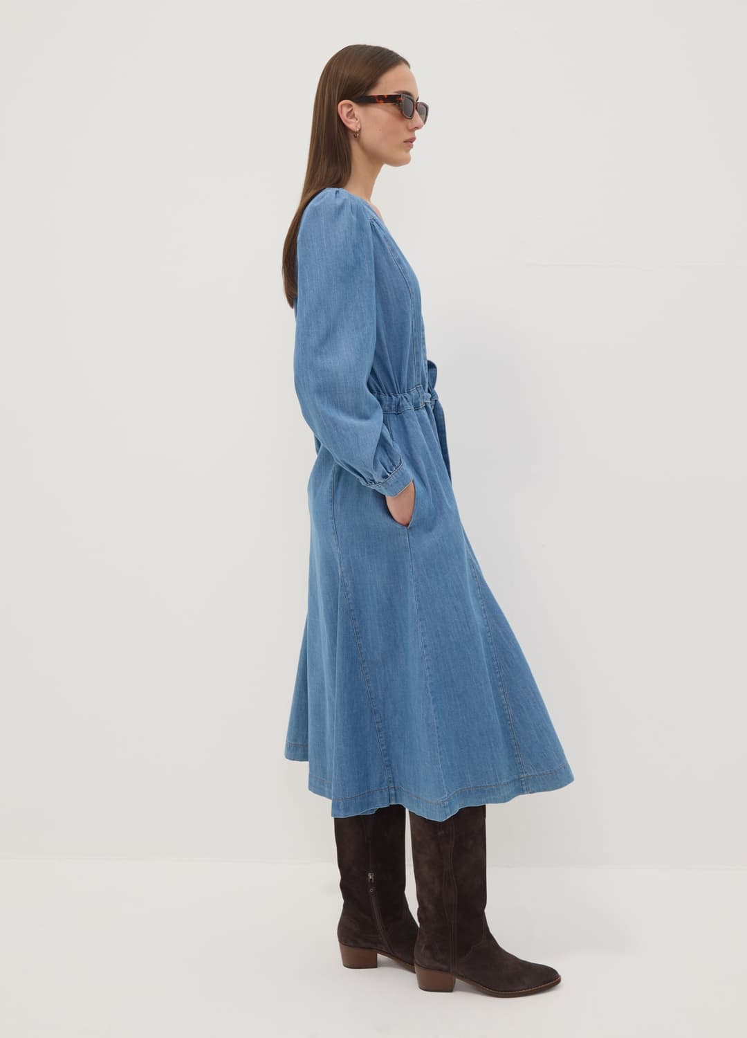 Abito Denim Blu In Puro Cotone Con Scollo Profondo A V Regular Fit | OVS Abito Denim Blu In Puro Cotone Con Scollo Profondo A V Regular Fit - 2 | OVS