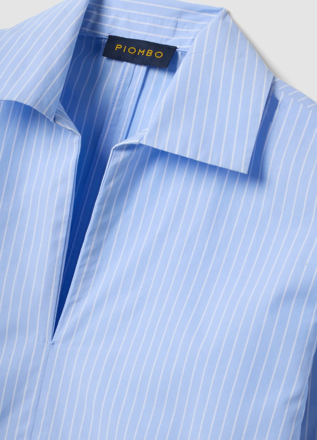 Camicia Azzurra A Righe In Popeline Di Puro Cotone Con Scollo A V | OVS Camicia Azzurra A Righe In Popeline Di Puro Cotone Con Scollo A V - 5 | OVS