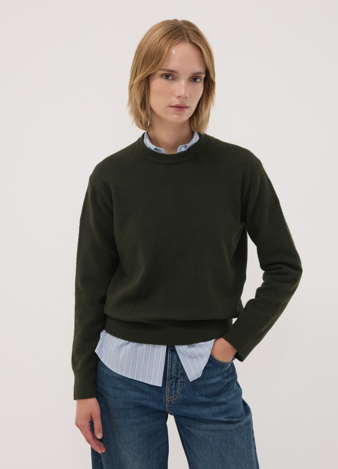 Brauner Stretchwoll-pullover Mit Rundhalsausschnitt | OVS Brauner Stretchwoll-pullover Mit Rundhalsausschnitt - 2 | OVS