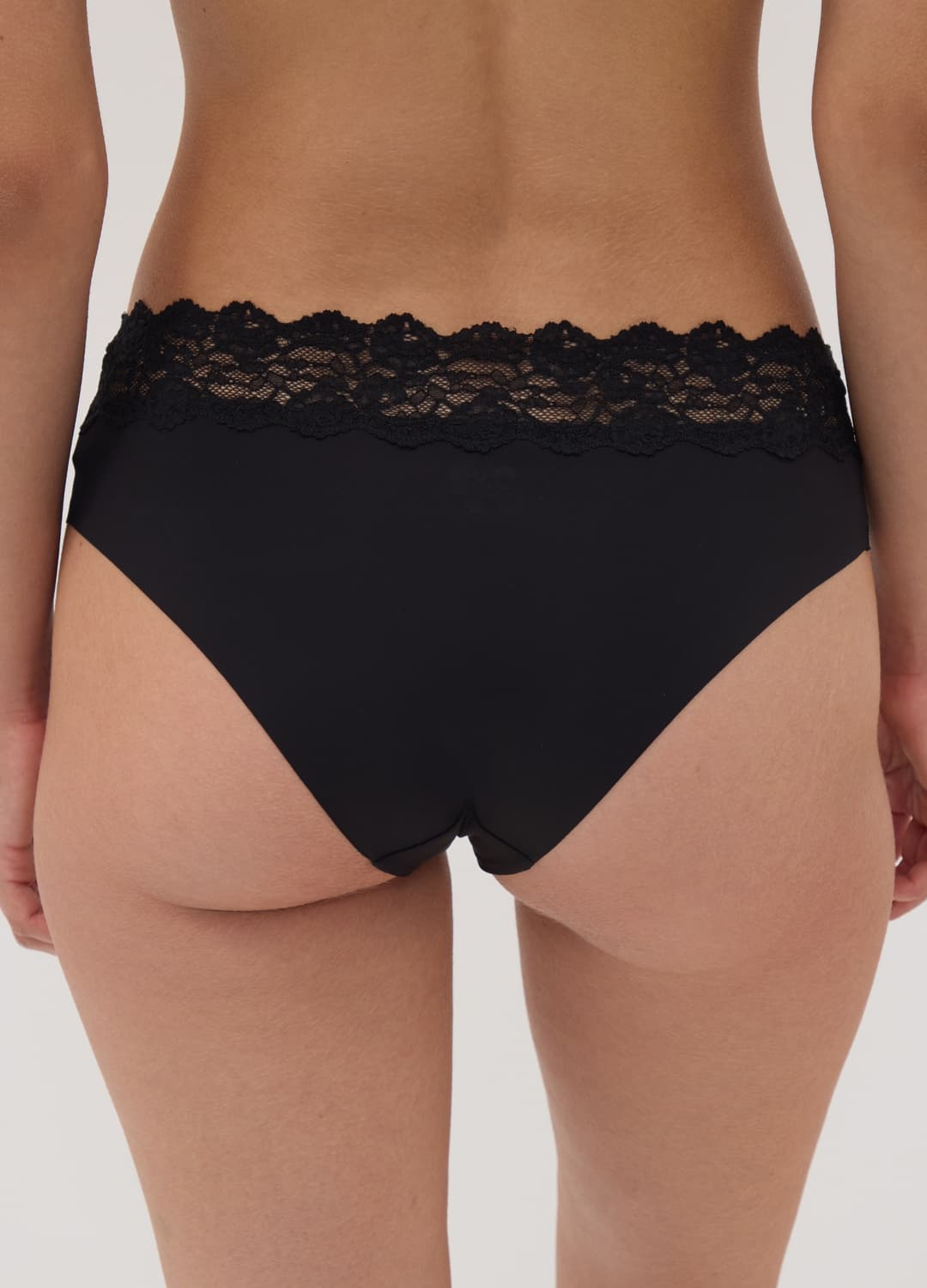 Slip Nero In Microfibra Elasticizzata Con Pizzo | OVS Slip Nero In Microfibra Elasticizzata Con Pizzo - 2 | OVS