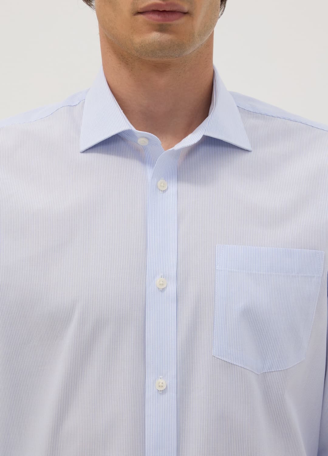 Camicia Azzurra In Misto Cotone A Righe Sottili Easy Iron Regular Fit | OVS Camicia Azzurra In Misto Cotone A Righe Sottili Easy Iron Regular Fit - 1 | OVS