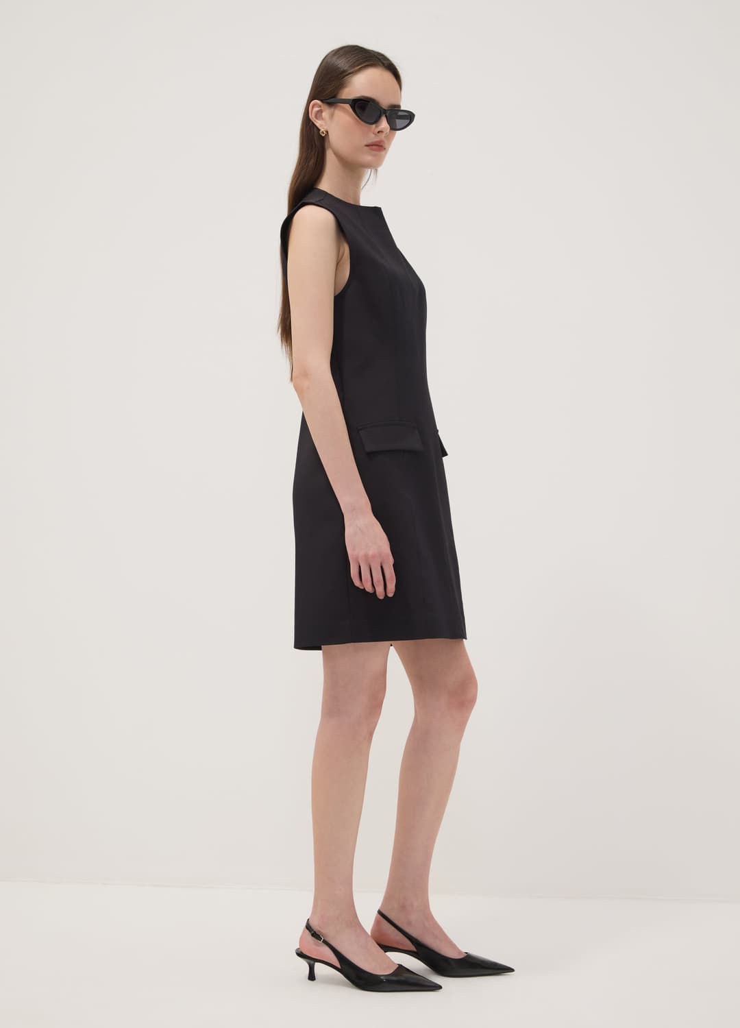 Abito Smanicato Nero In Cotone Elasticizzato Con Girocollo Fitted | OVS Abito Smanicato Nero In Cotone Elasticizzato Con Girocollo Fitted - 0 | OVS