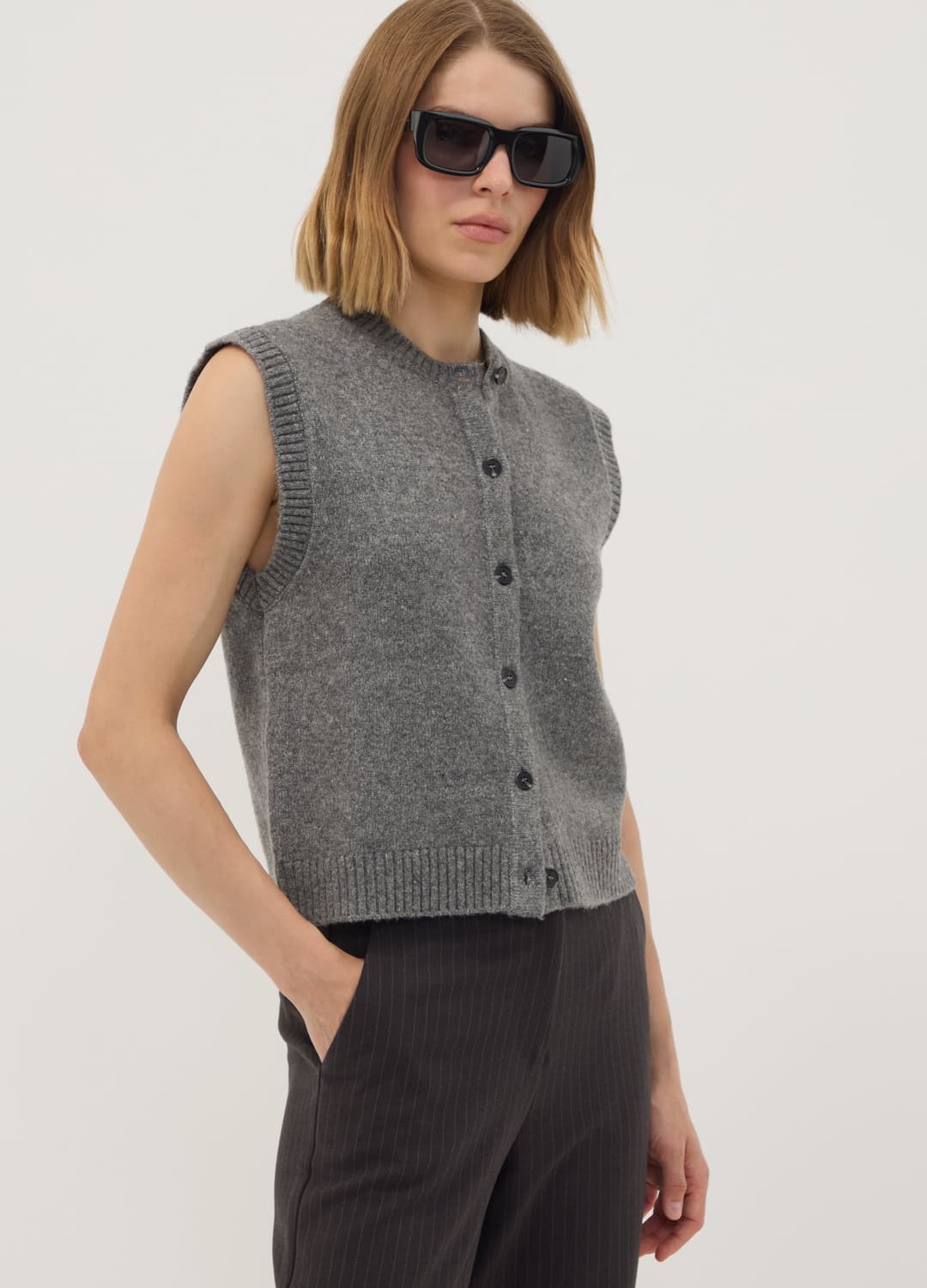Gilet Grigio In Lana Elasticizzata A Girocollo | OVS Gilet Grigio In Lana Elasticizzata A Girocollo - 0 | OVS